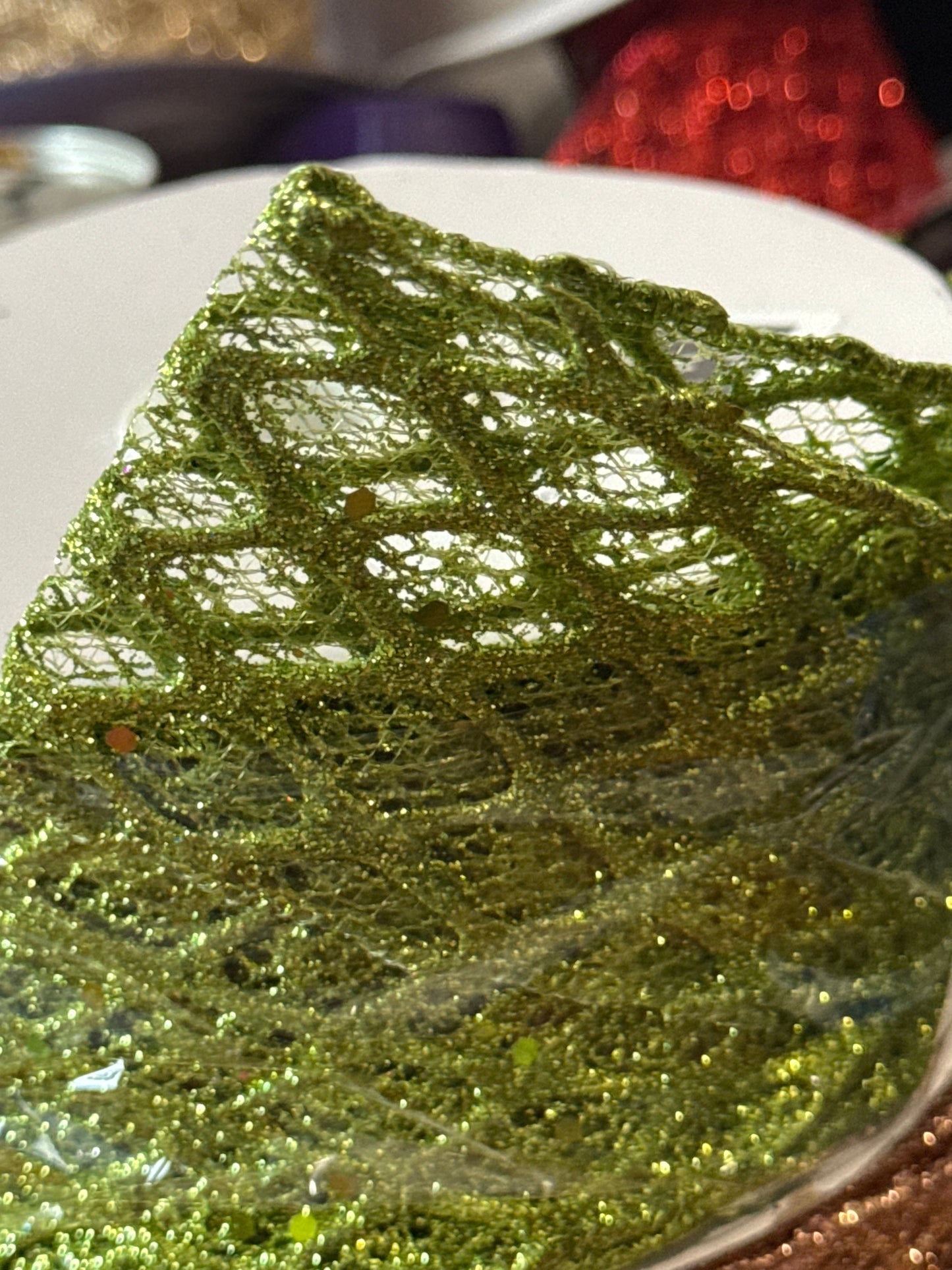 2.5-inch Lime Green Webbed Mesh Glitter Ribbon – 2.5" x 10 Yards