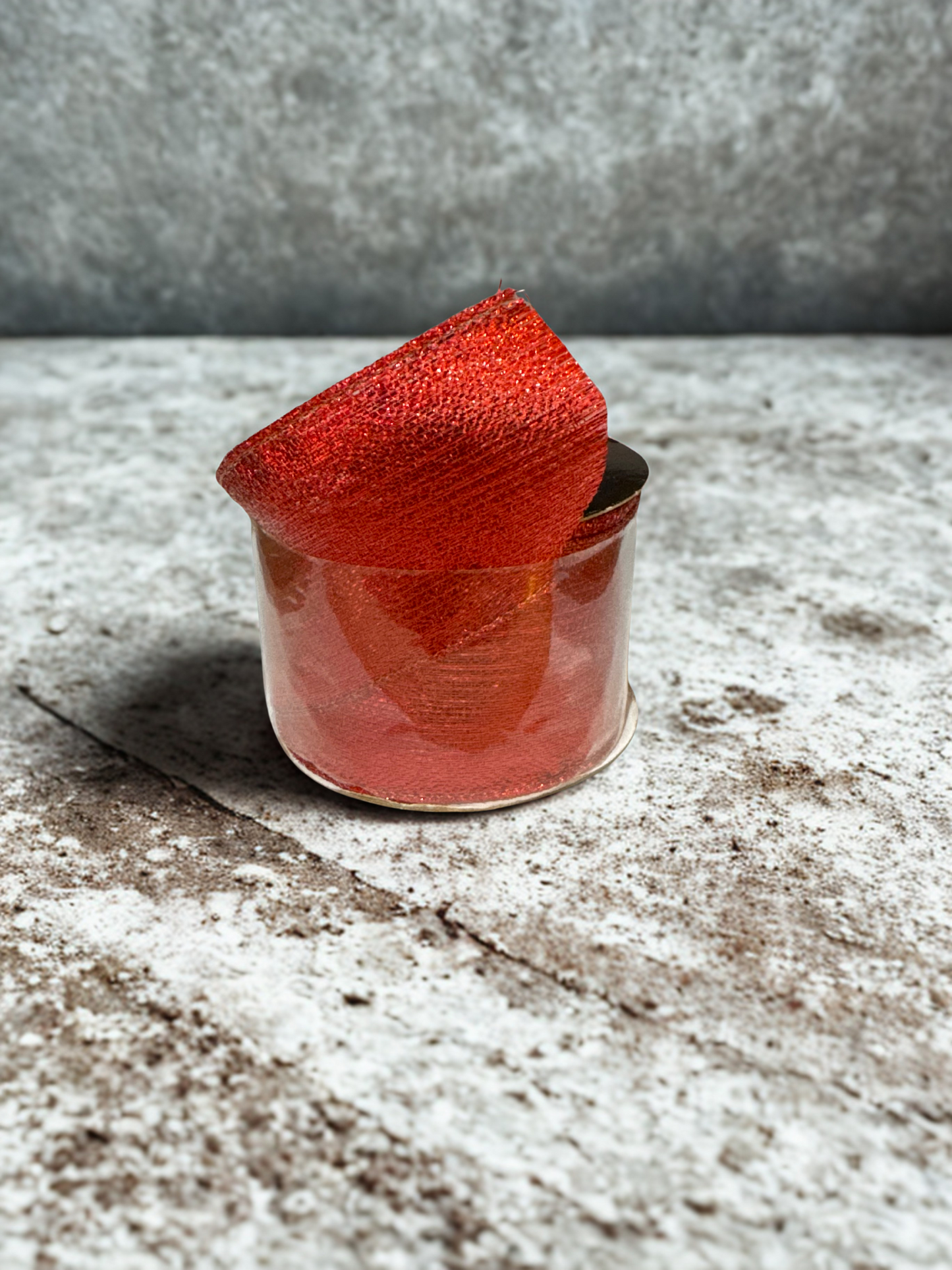 Red Lamé Wire Edge Ribbon – 2.5" x 10 Yards