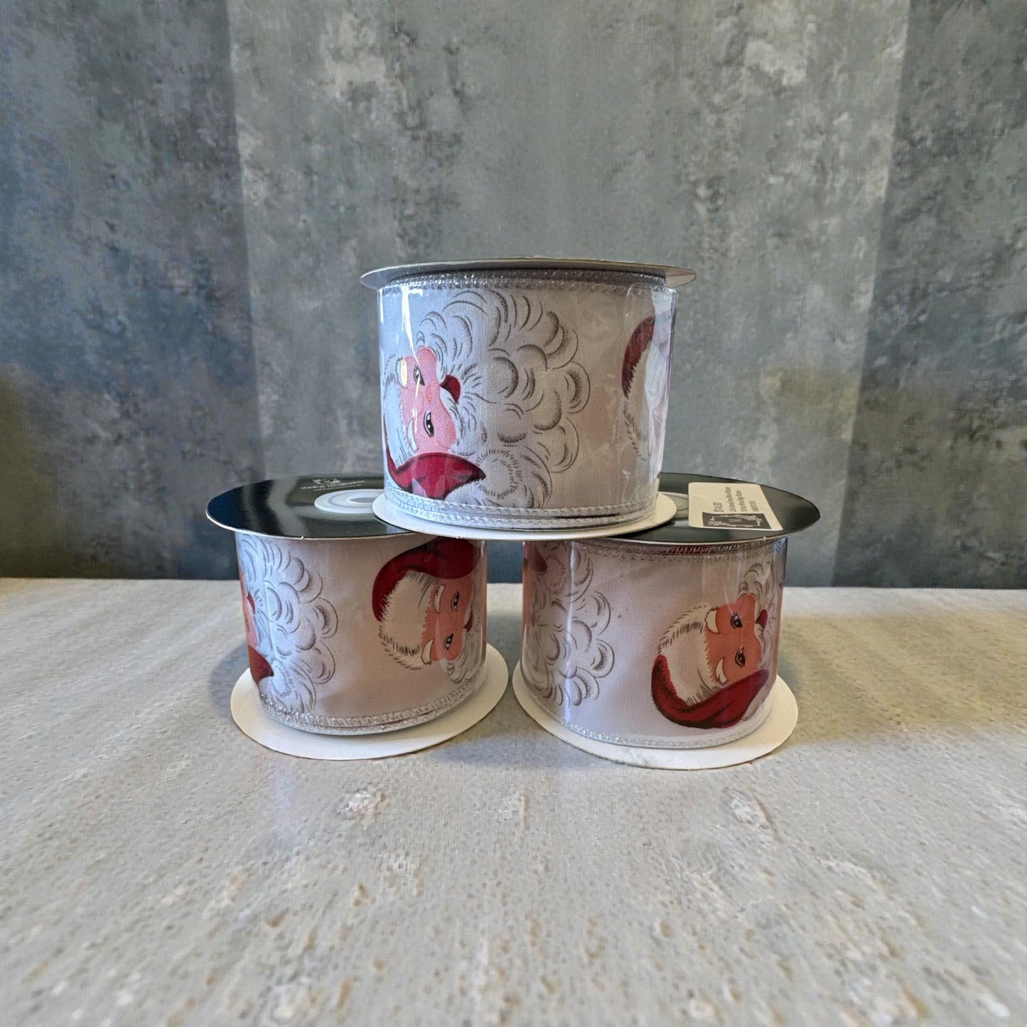 2.5in Santa Face Wire Ribbon