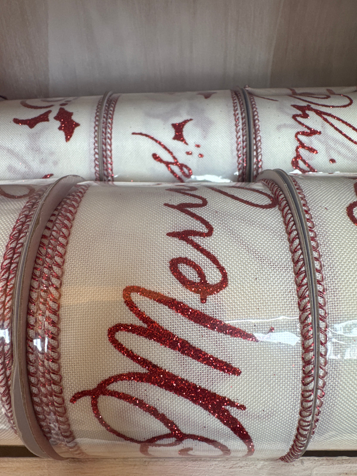 2.5 Inch Merry Christmas Red Glitter