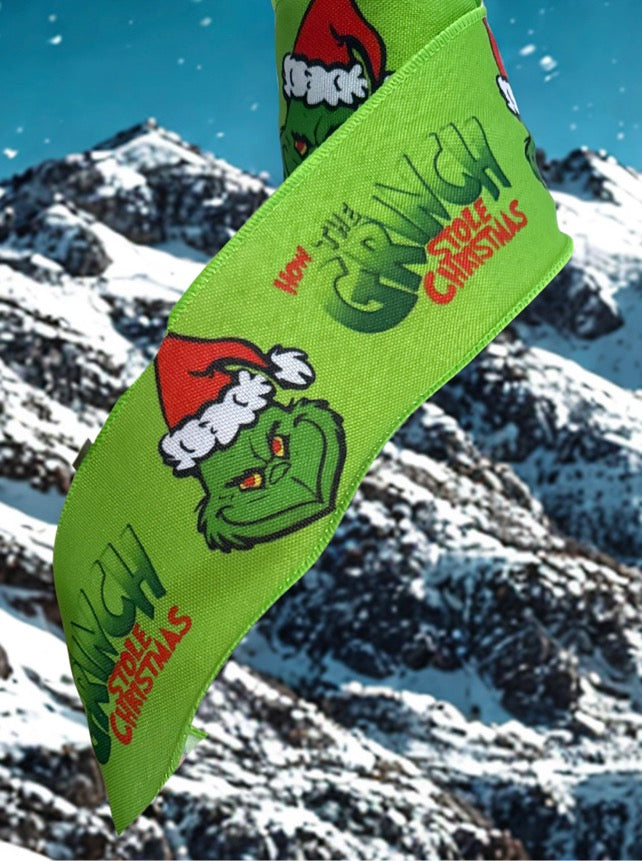 2.5 Inch How the Grinch Stole Christmas Wire Edge Ribbon, 10 yard roll