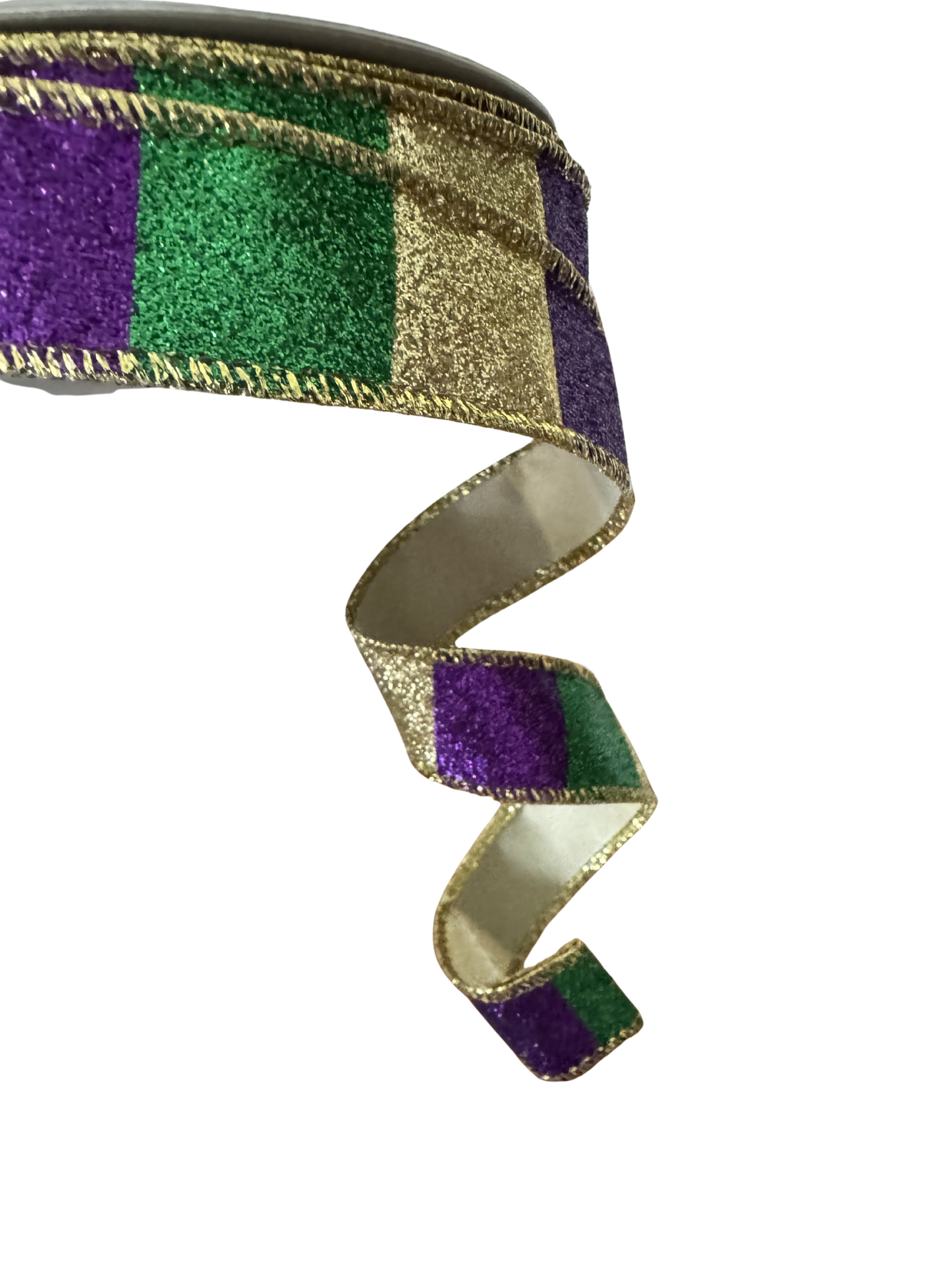 1” Mardi Gras Glitter Ribbon
