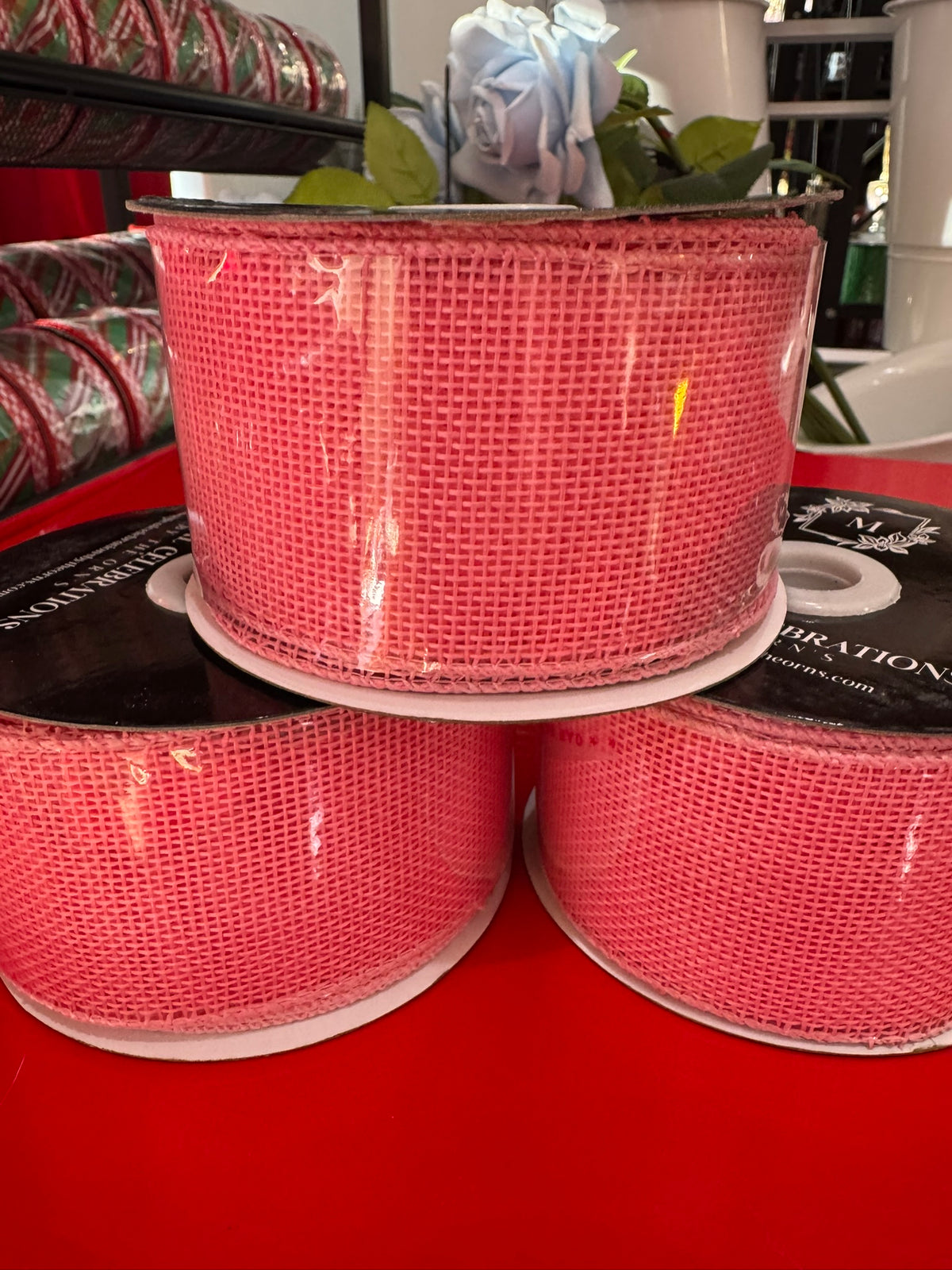 2.25in Fuchsia Burlap Ribbon