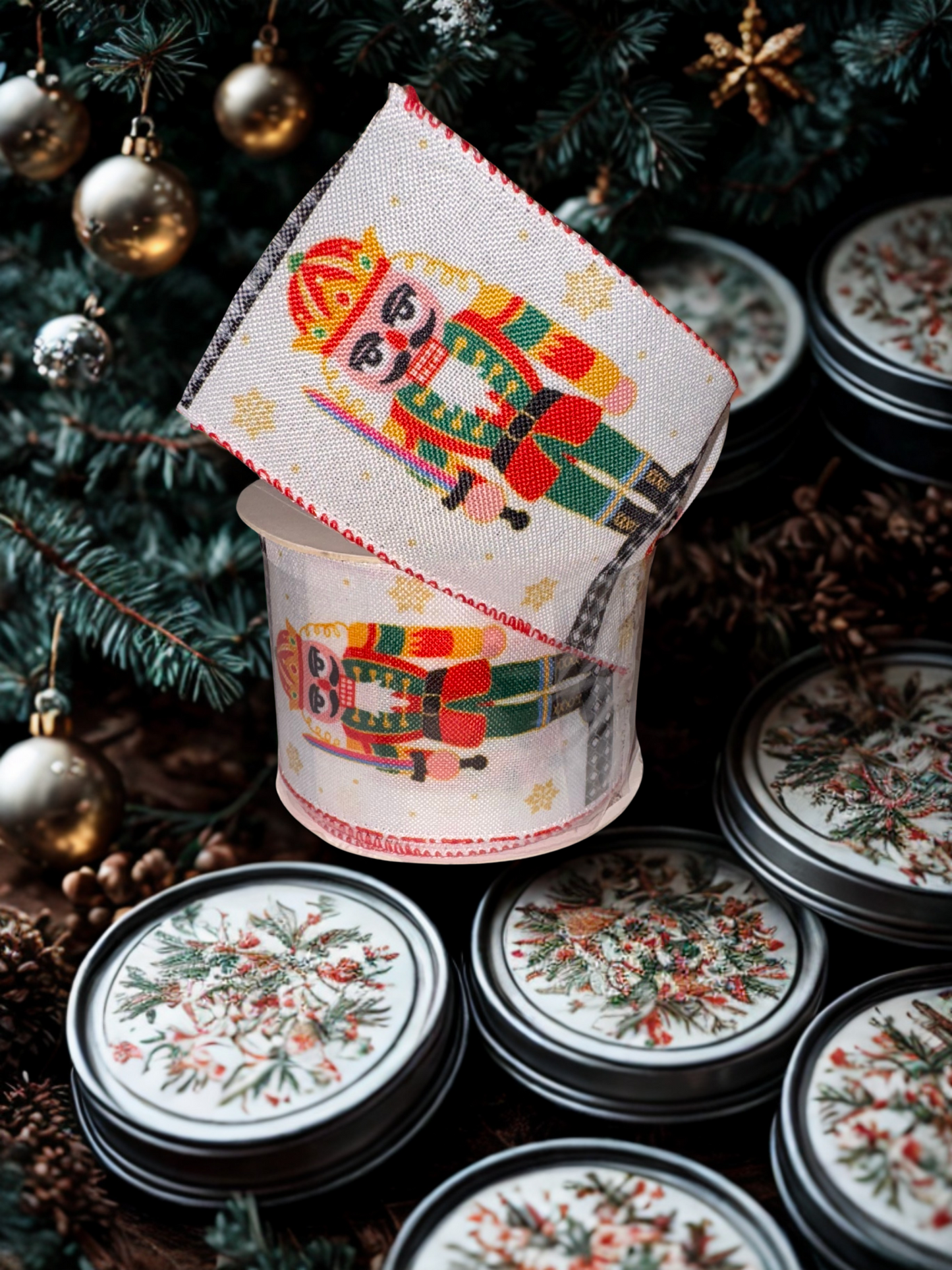 2.5" Nutcracker Wire Edge Ribbon 2.5" X 10 Yards
