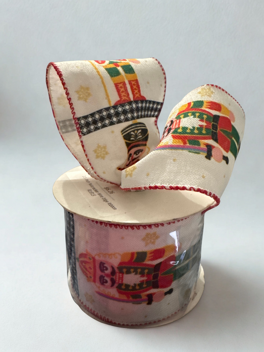 2.5" Nutcracker Wire Edge Ribbon 2.5" X 10 Yards