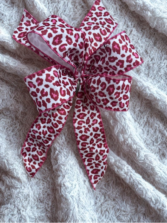 2.5 in Pink Leopard Print Ribbon Wire Ribbon