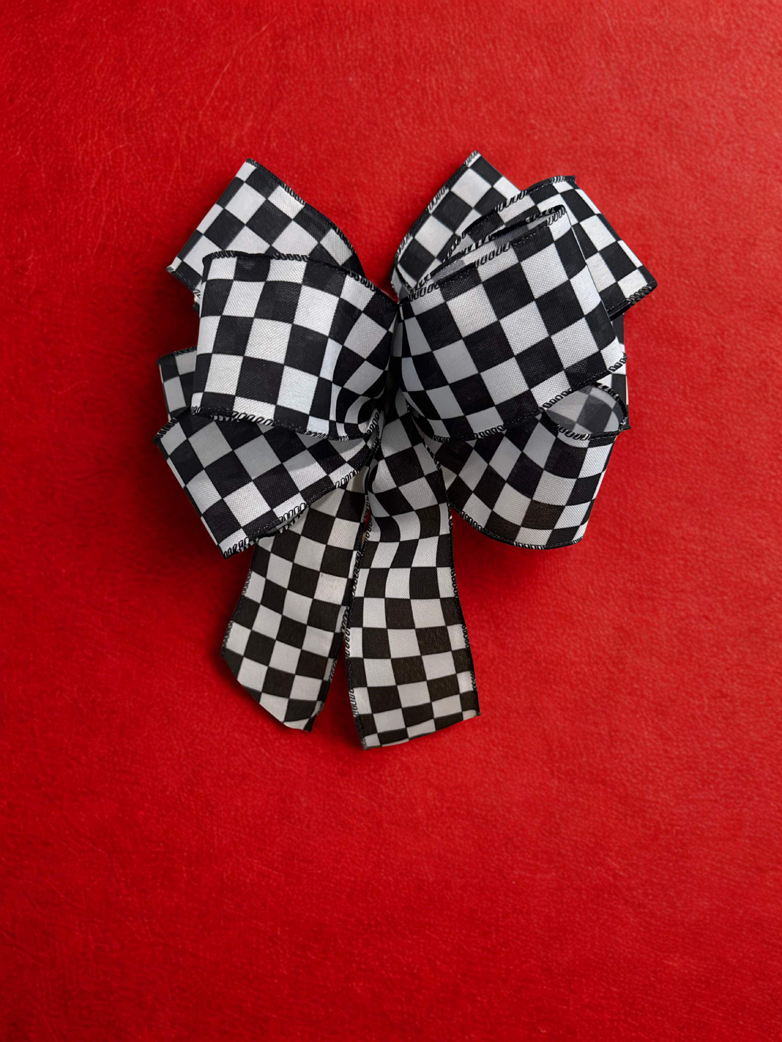 2.5 inch Black and White Check Wire Edge Ribbon, 10 yard roll