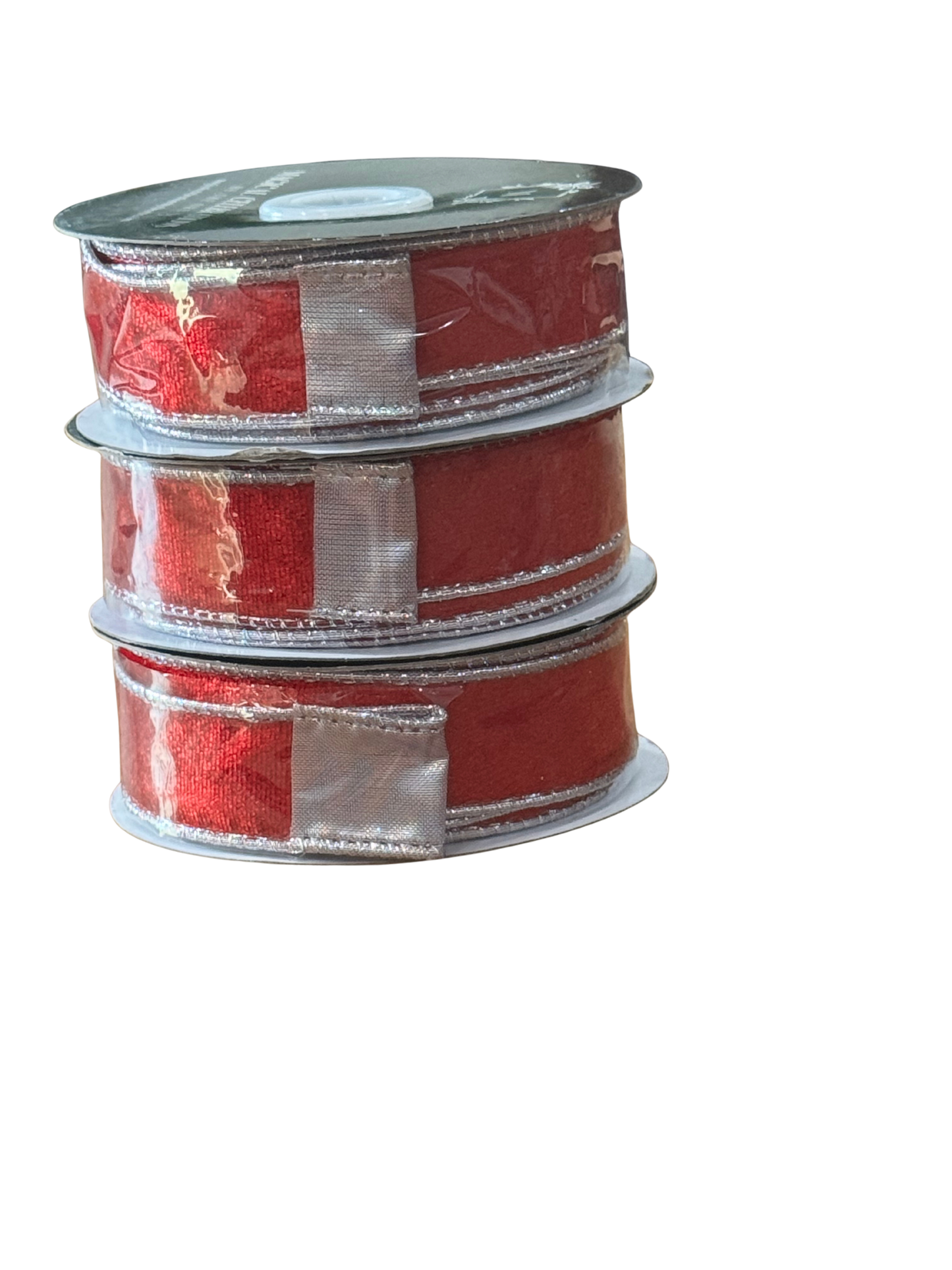 Red Velvet Ribbon w/Silver Edge and Back