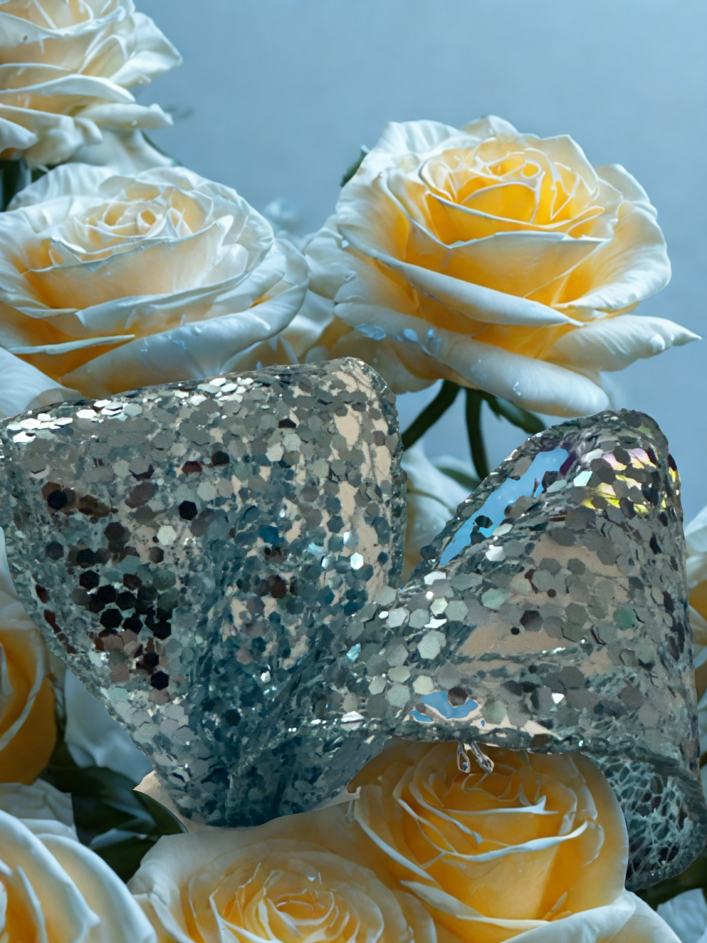 2.5in Blue Transparent Sequin Wire Edge Ribbon