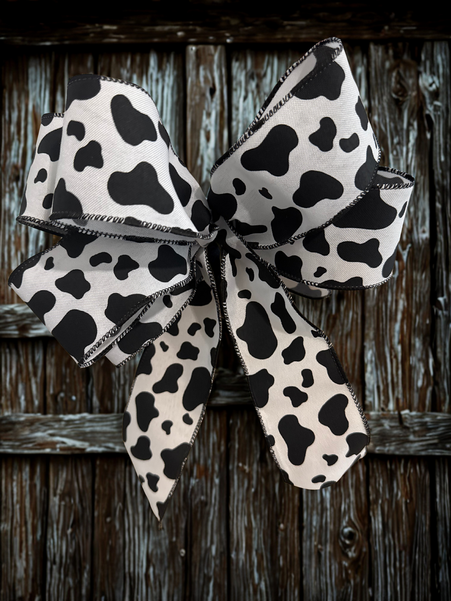 2.5 Inch Cow Print Fine linen Burlap wire edge ribbon 10 yard roll