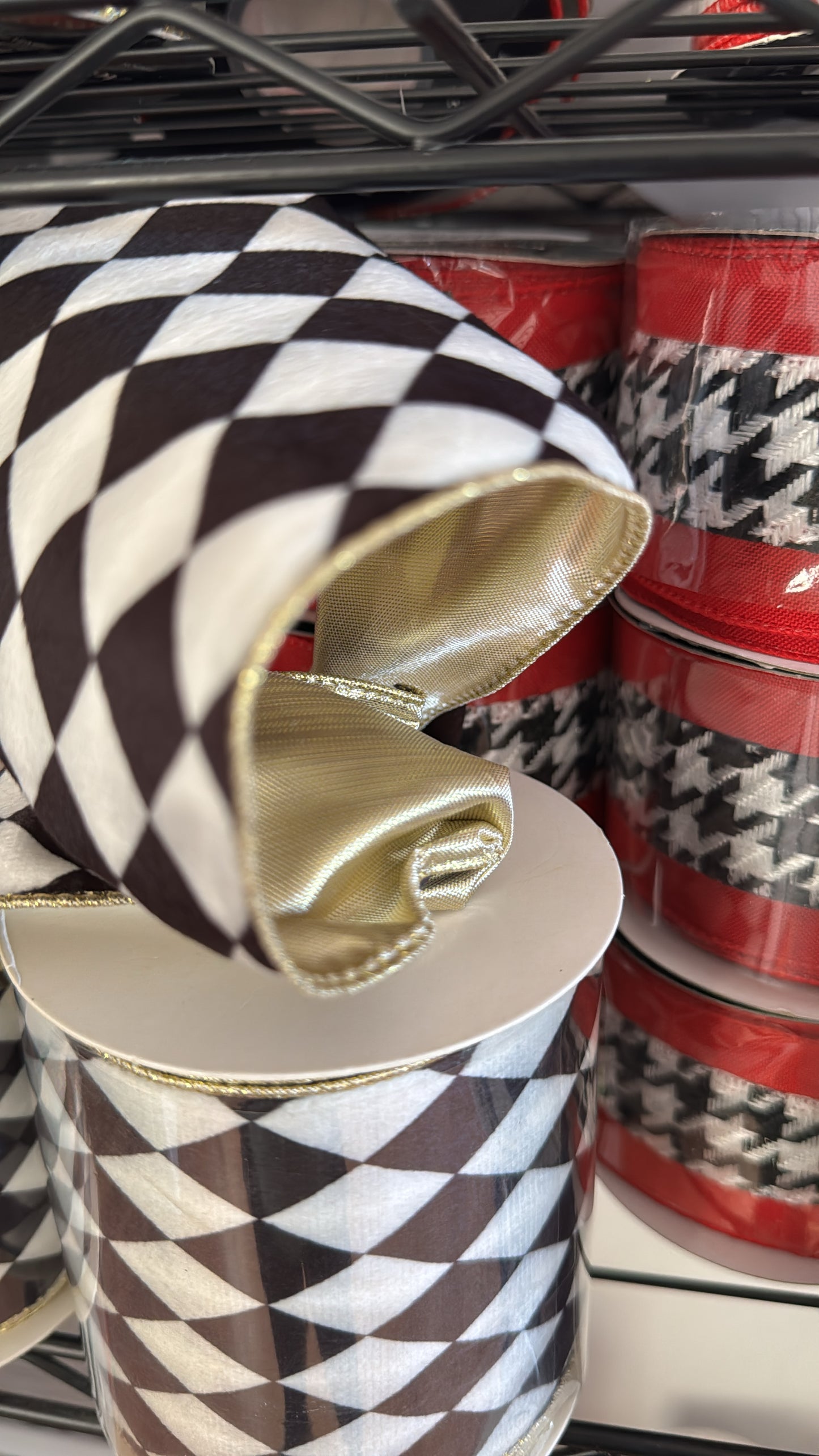 4" Harlequin Black and White Ribbon