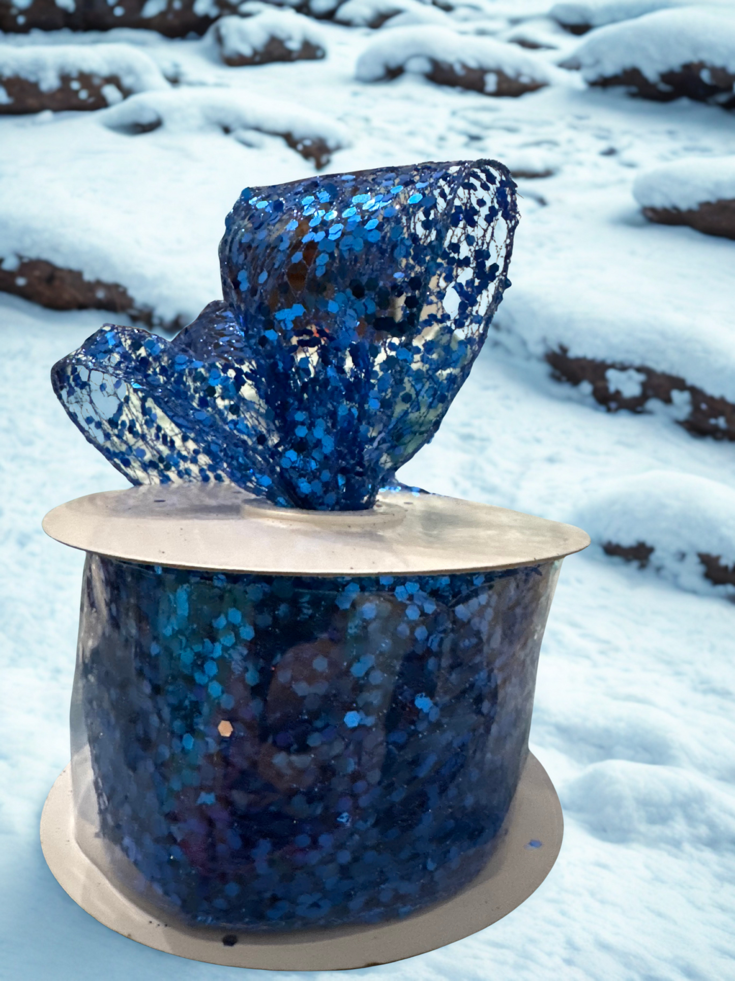 2.5" Transparent Blue Sequin Ribbon – 2.5" x 10 Yards