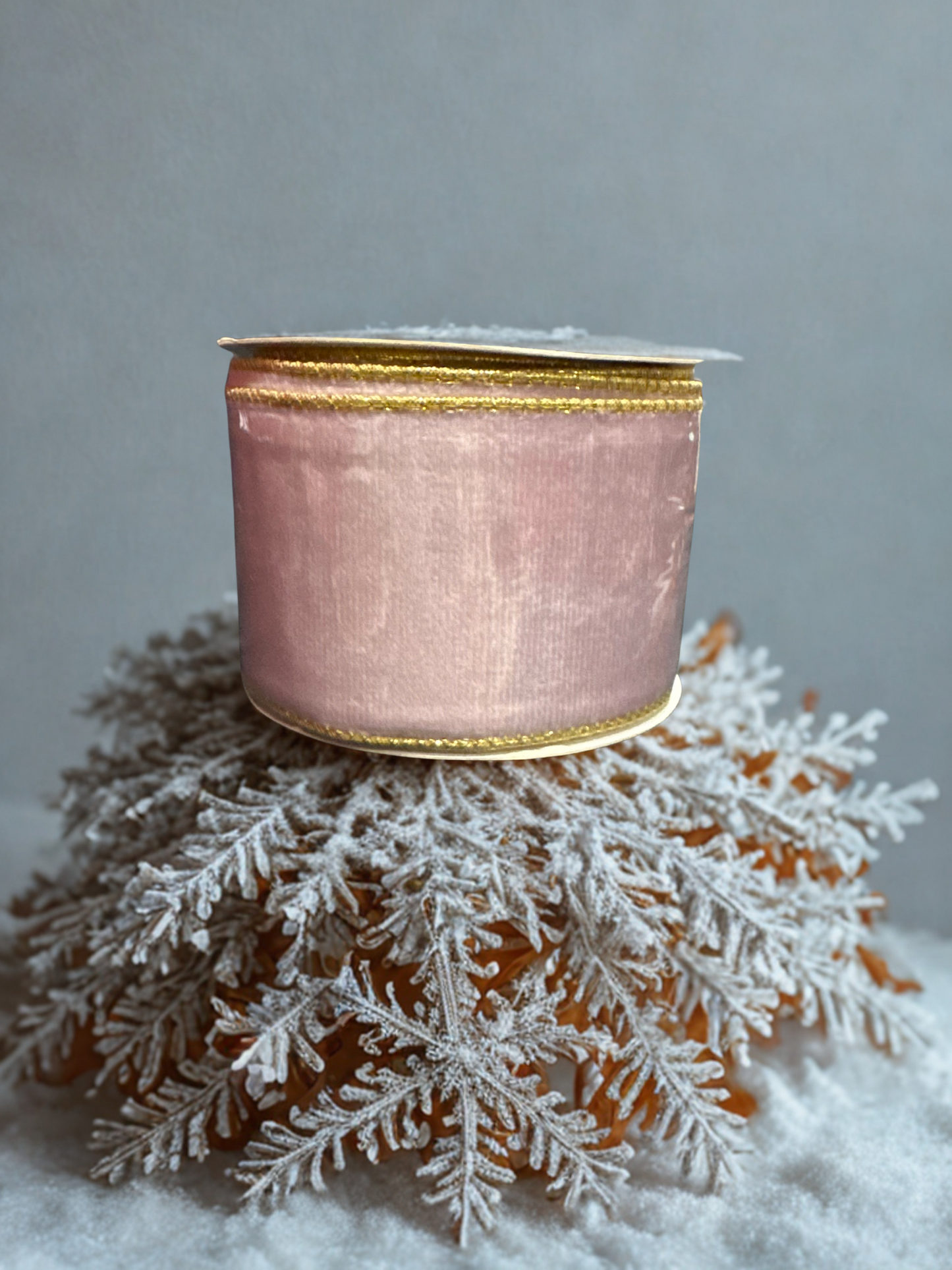 2.5 Luxury Pink Velvet Ribbon with Gold Edge – 2.5" x 10 Yards