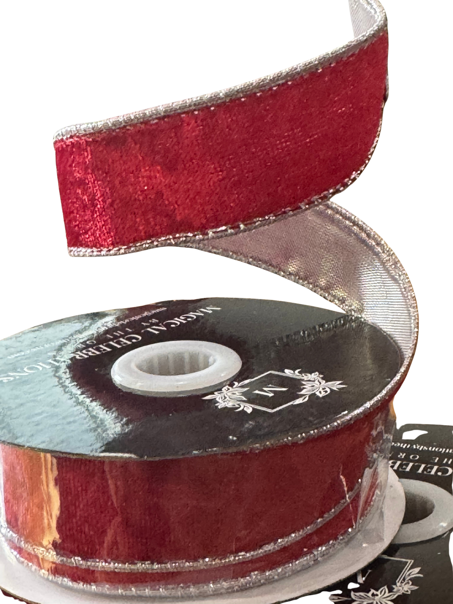 Red Velvet Ribbon w/Silver Edge and Back