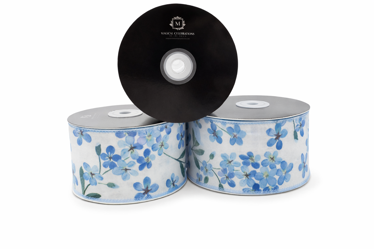 2.5" Blue Blossom Floral Ribbon