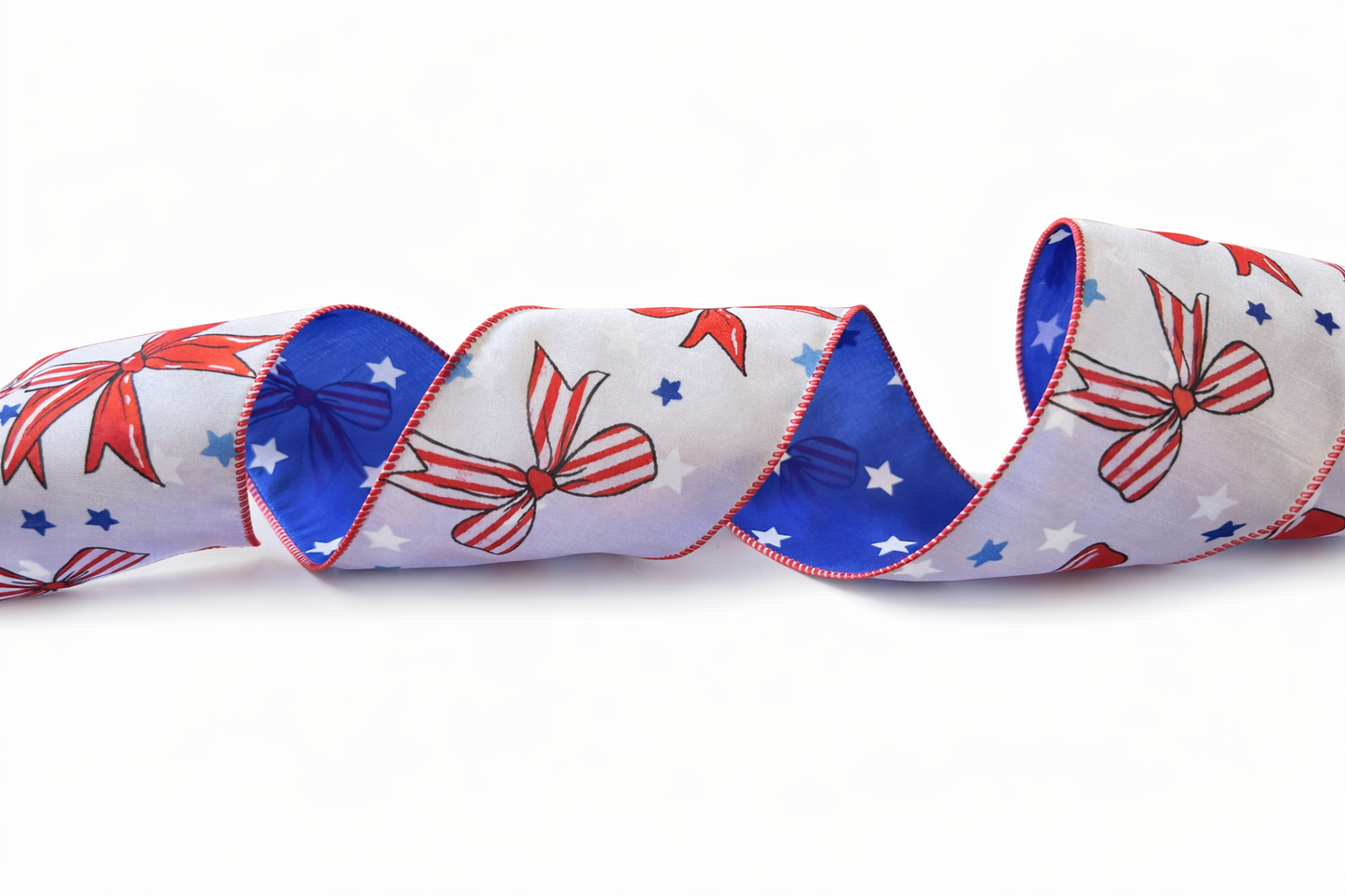 4" Dual Side Patriotic Bows & Blue Stars