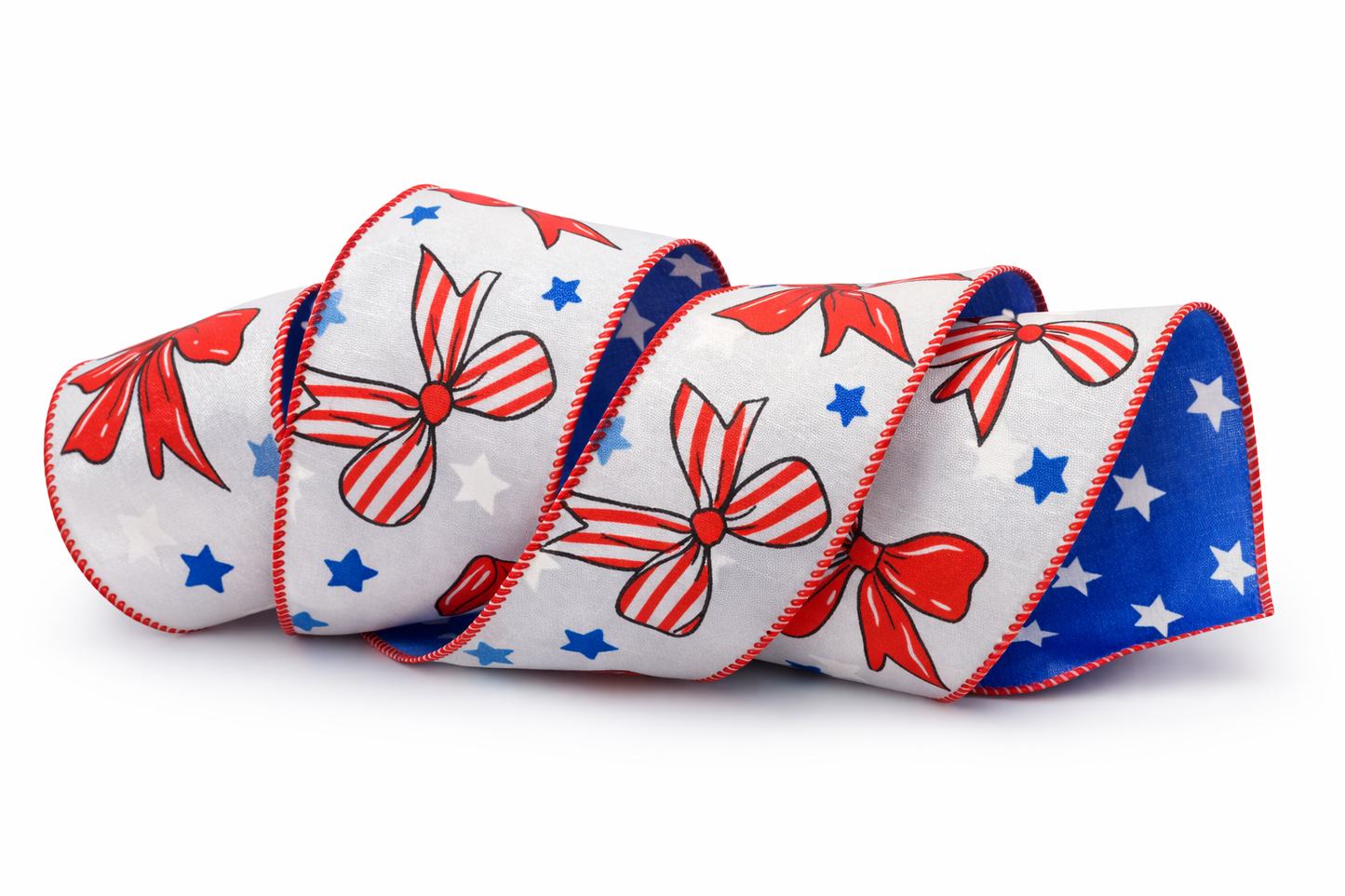 4" Dual Side Patriotic Bows & Blue Stars