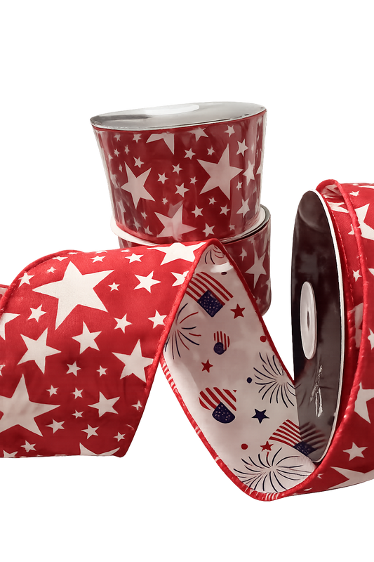 2.5" Dual Sided Red Patriotic Ribbon