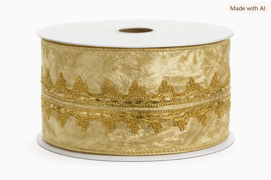 4" Vintage Gold Filigree Ribbon