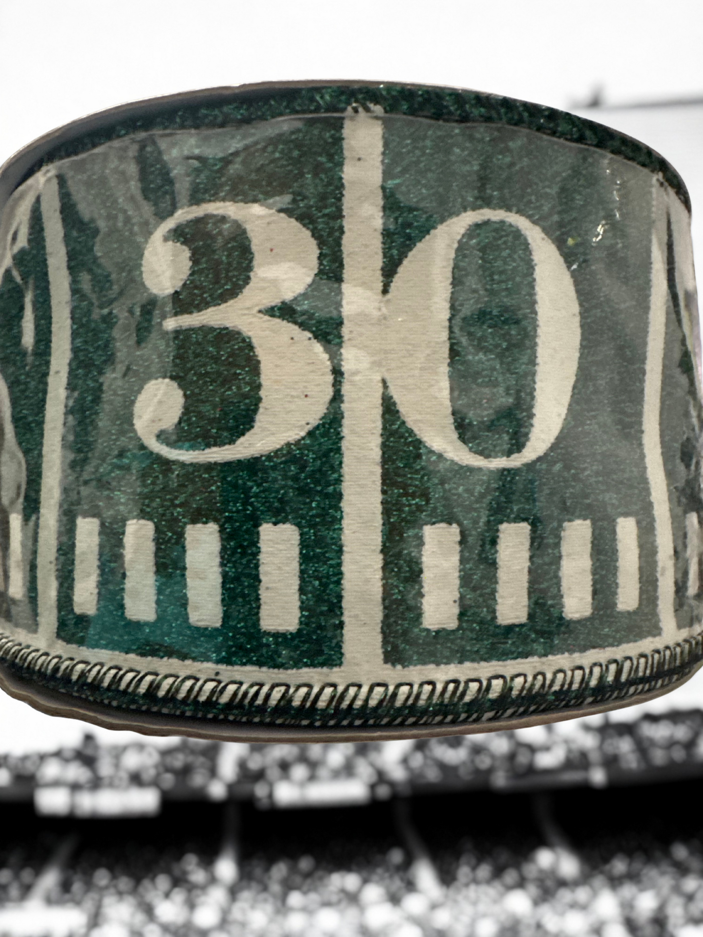 2.5" Glitter Football Yardline Pattern Ribbon 10-yard roll
