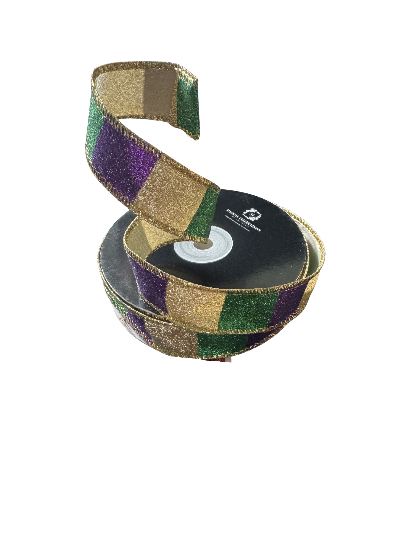 1” Mardi Gras Glitter Ribbon