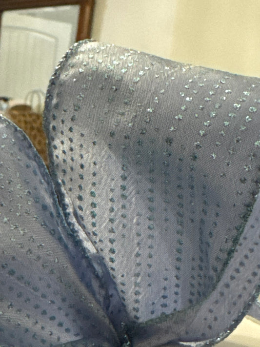 2.5 in Sheer w/Glitter Dots Wire Ribbon