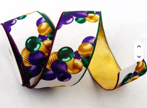 2.5" Mardi Gras Ribbon Bead Print