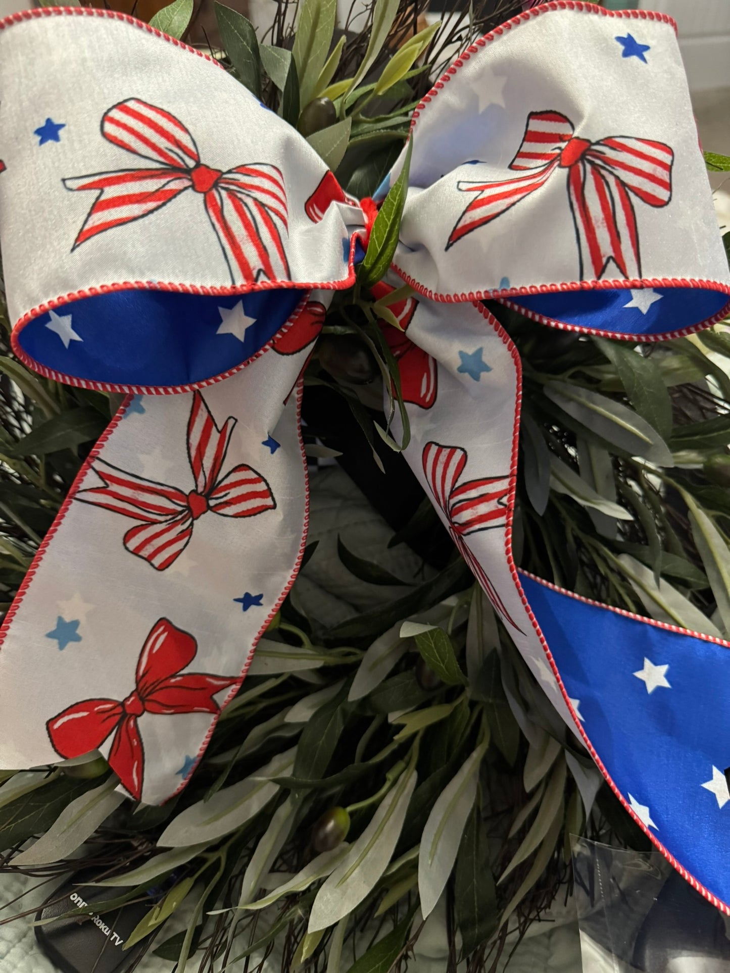 4" Dual Side Patriotic Bows & Blue Stars