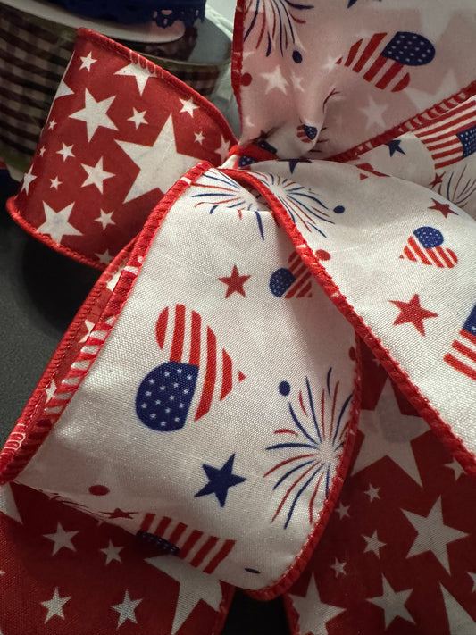 2.5" Dual Sided Red Patriotic Ribbon