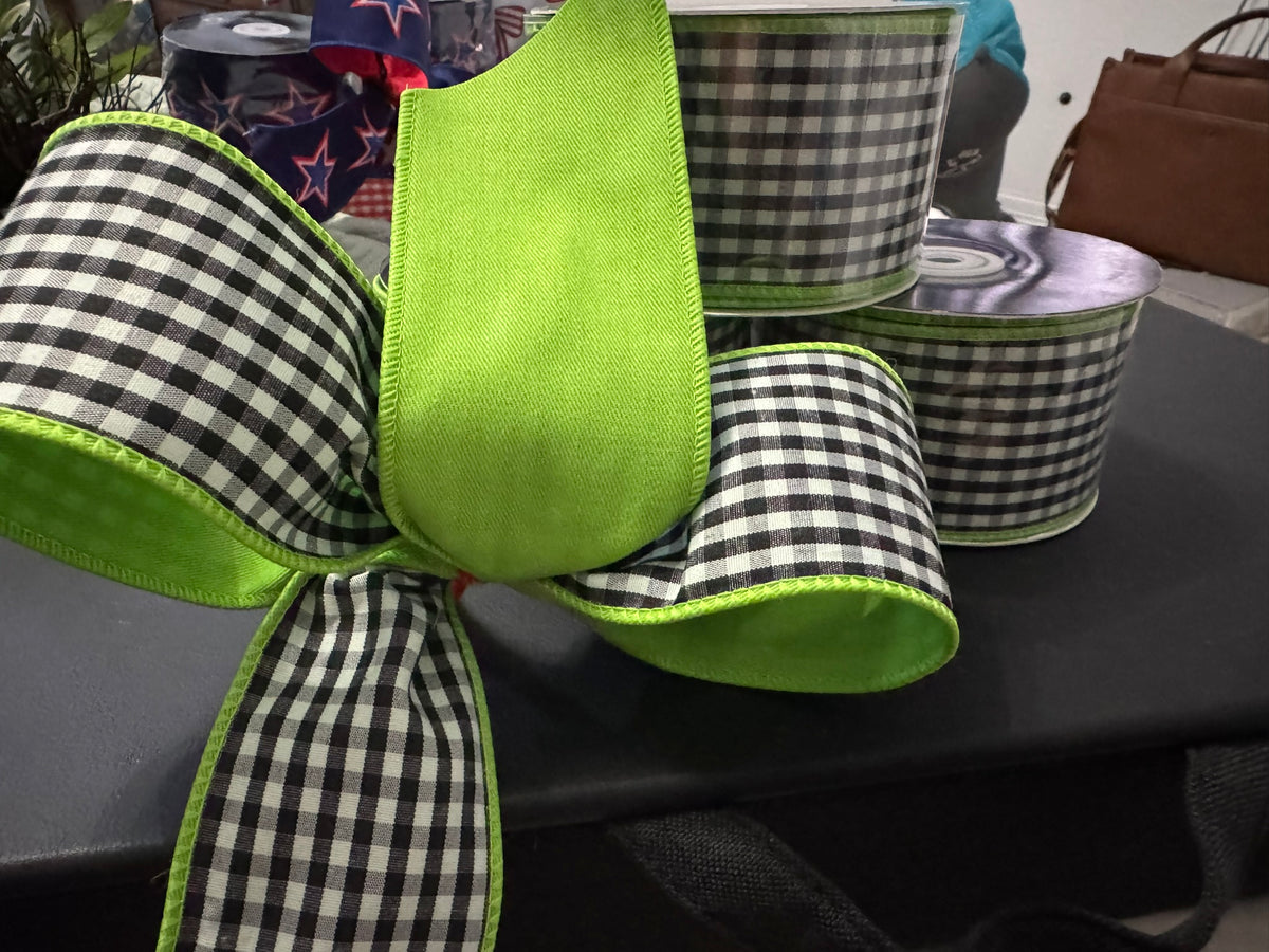 2.5" Dual Side Gingham Wire Edge Ribbon