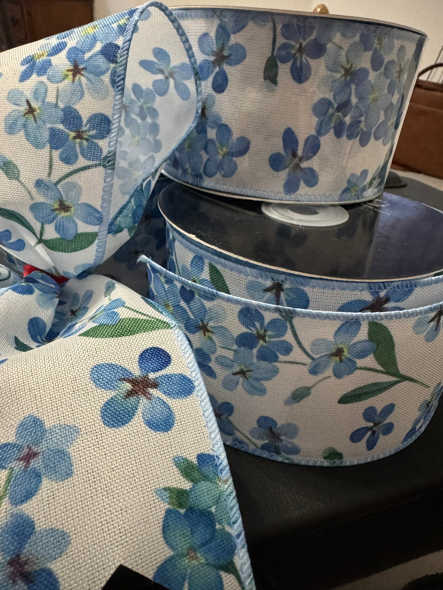 2.5" Blue Blossom Floral Ribbon