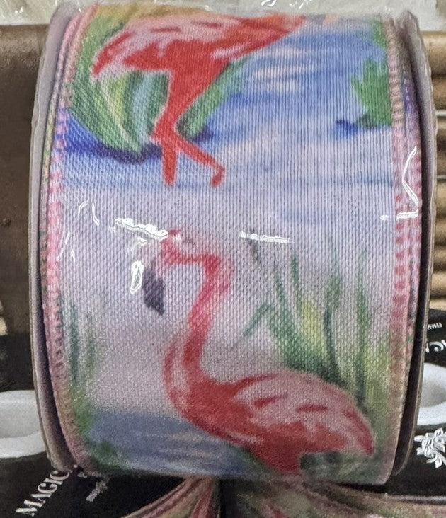 2.5" Dual Side Flamingo Ribbon