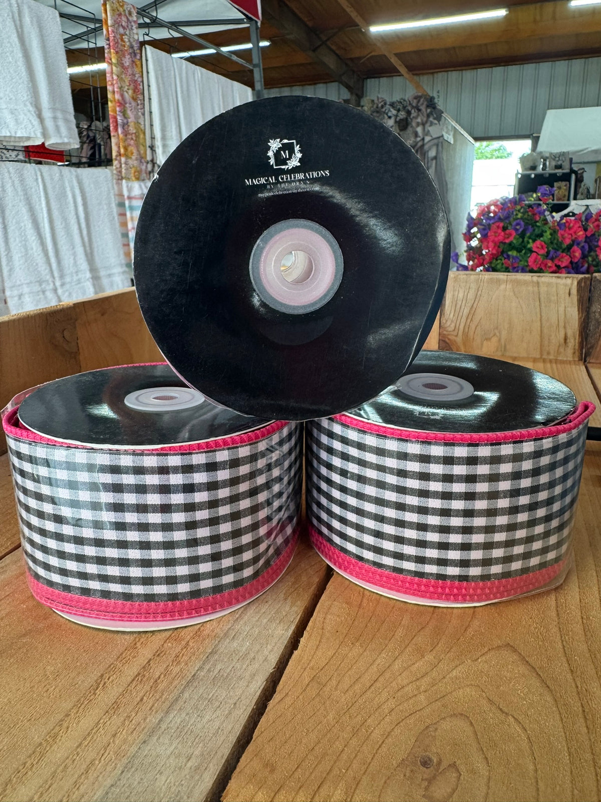 2.5" Dual Side Gingham Wire Edge Ribbon