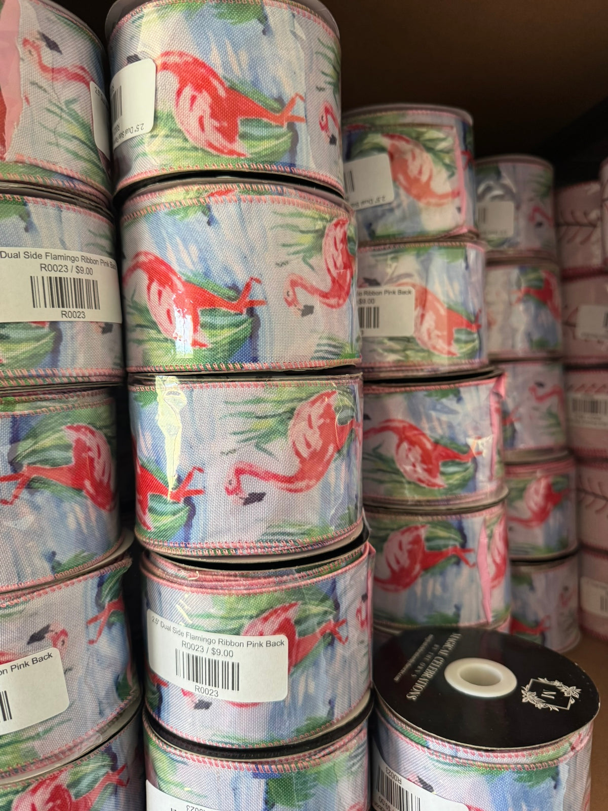 2.5" Dual Side Flamingo Ribbon