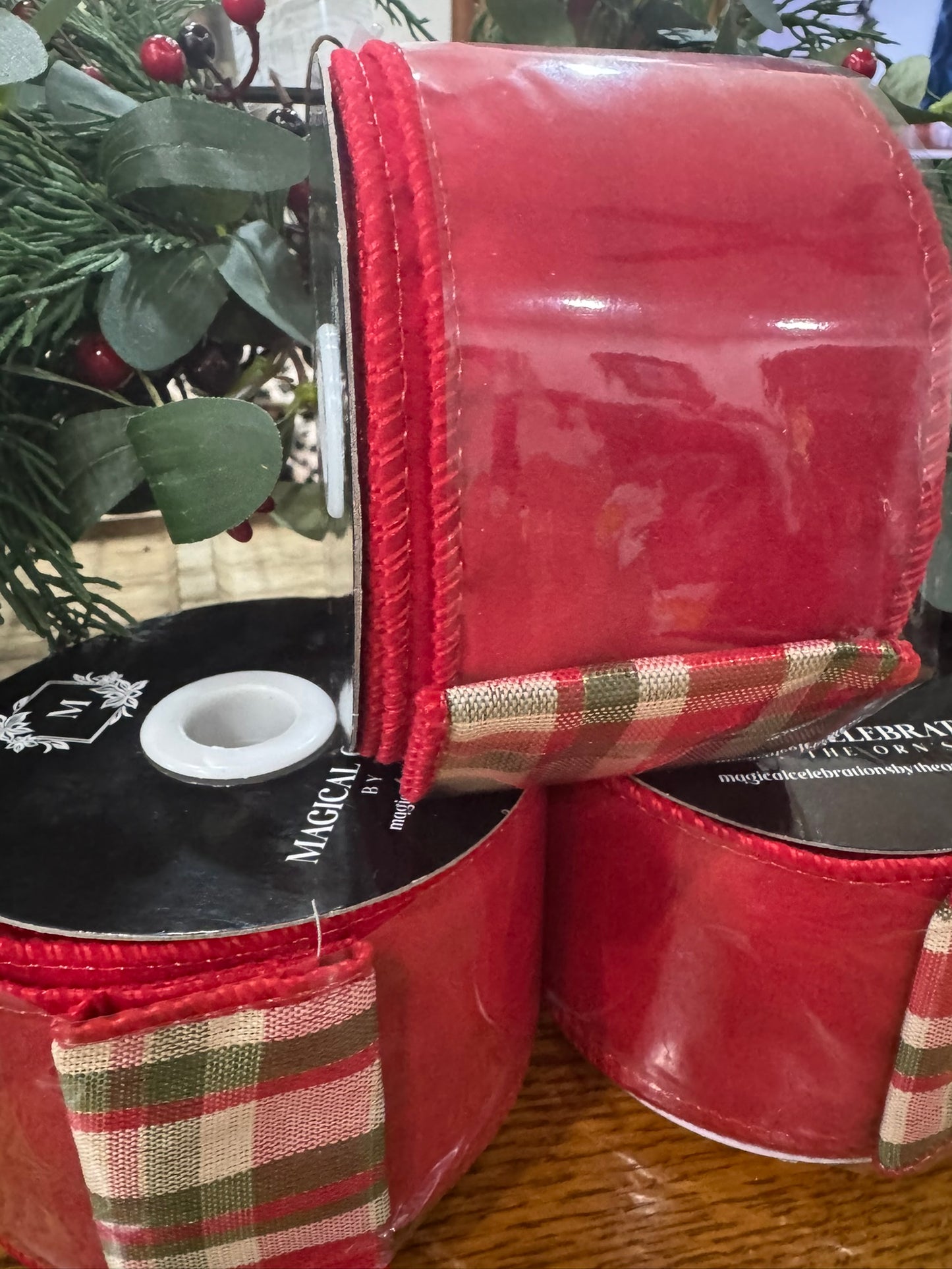 2.5" Red & Plaid Wired Christmas Ribbon for Bows, Wreaths & Décor