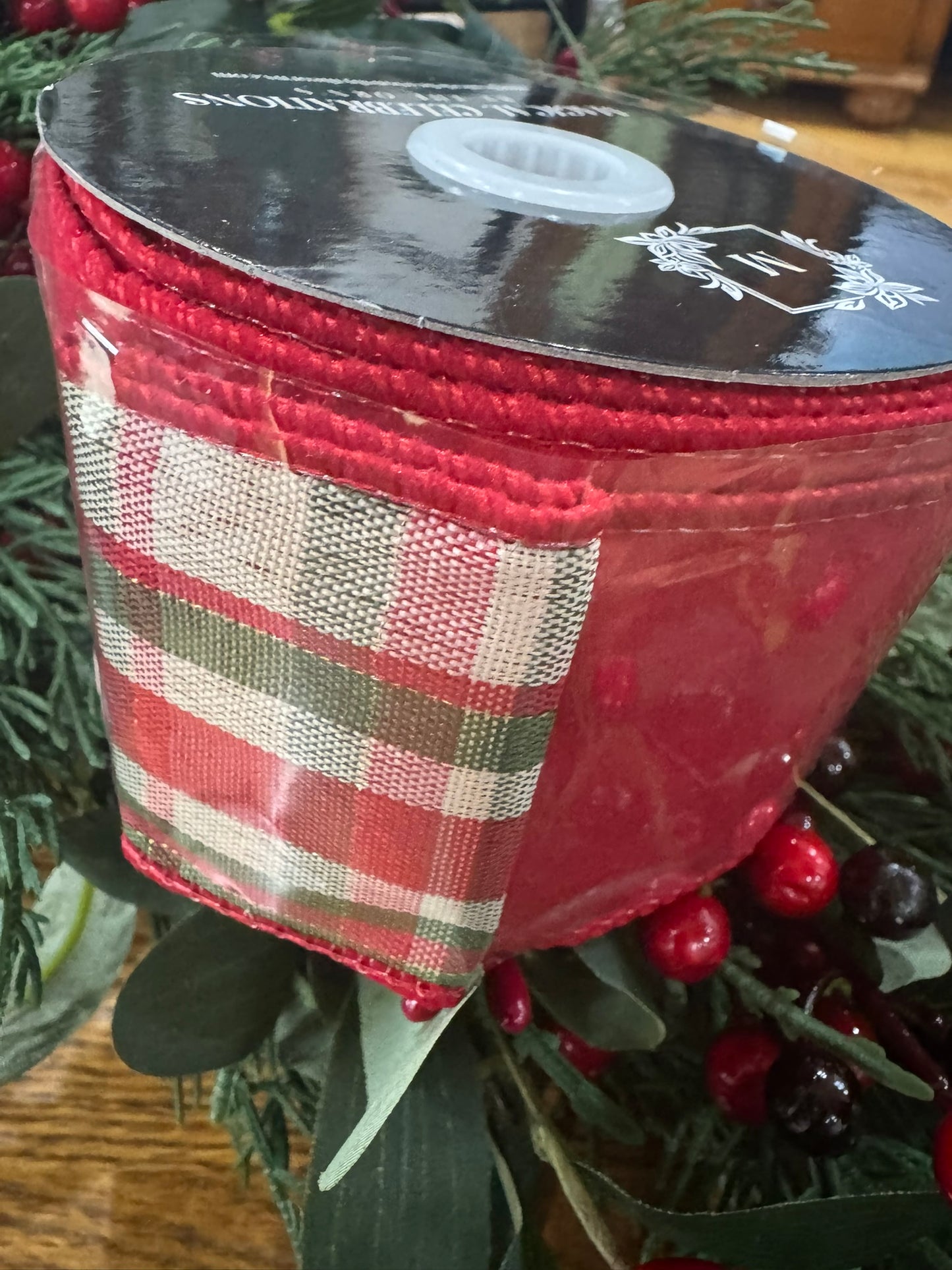 2.5" Red & Plaid Wired Christmas Ribbon for Bows, Wreaths & Décor