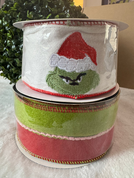 2.5" Embroidered Face Wire Edge Ribbon