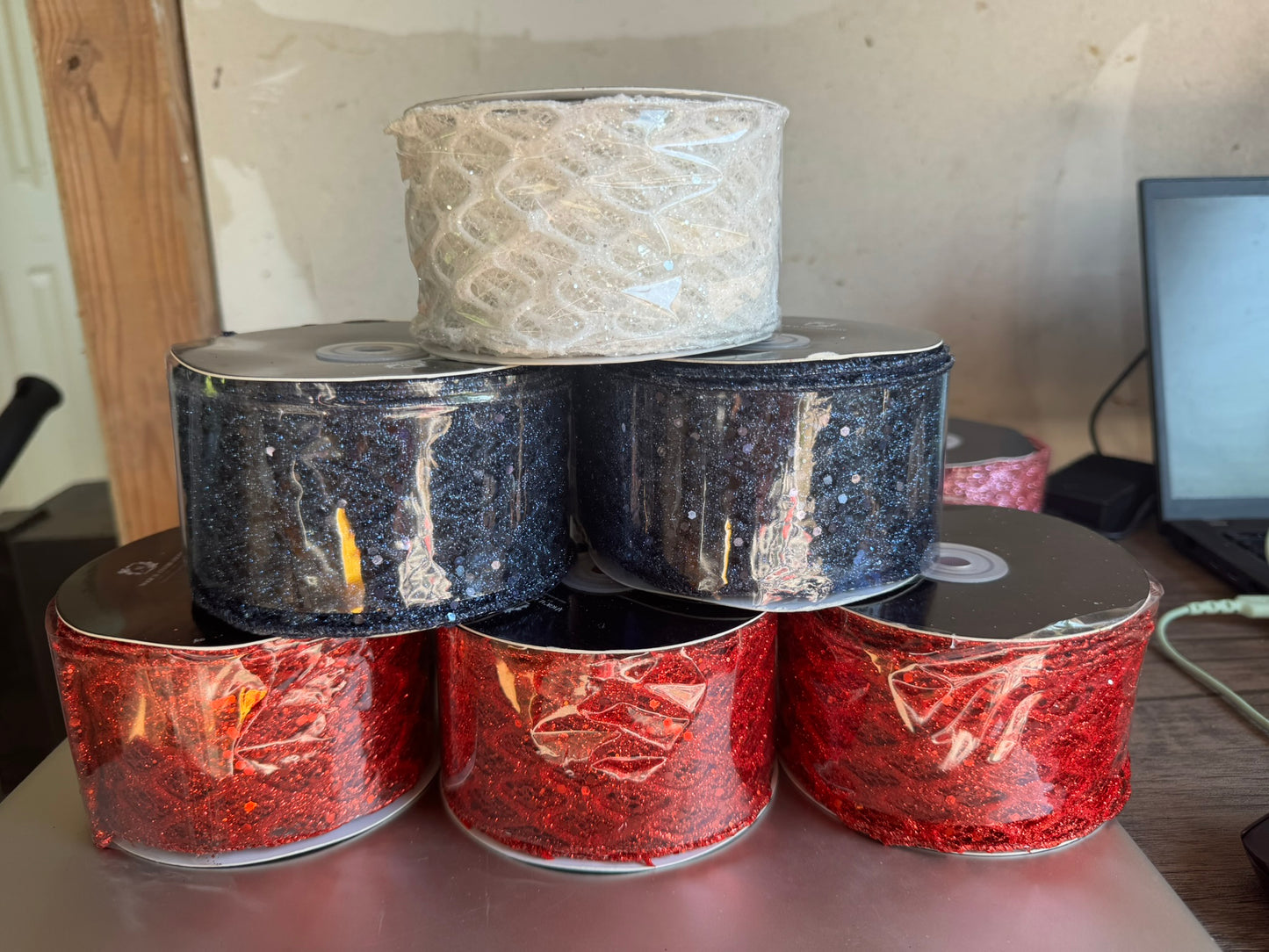 2.5" Webbed Mesh Glitter Ribbon – 2.5" x 10 Yards