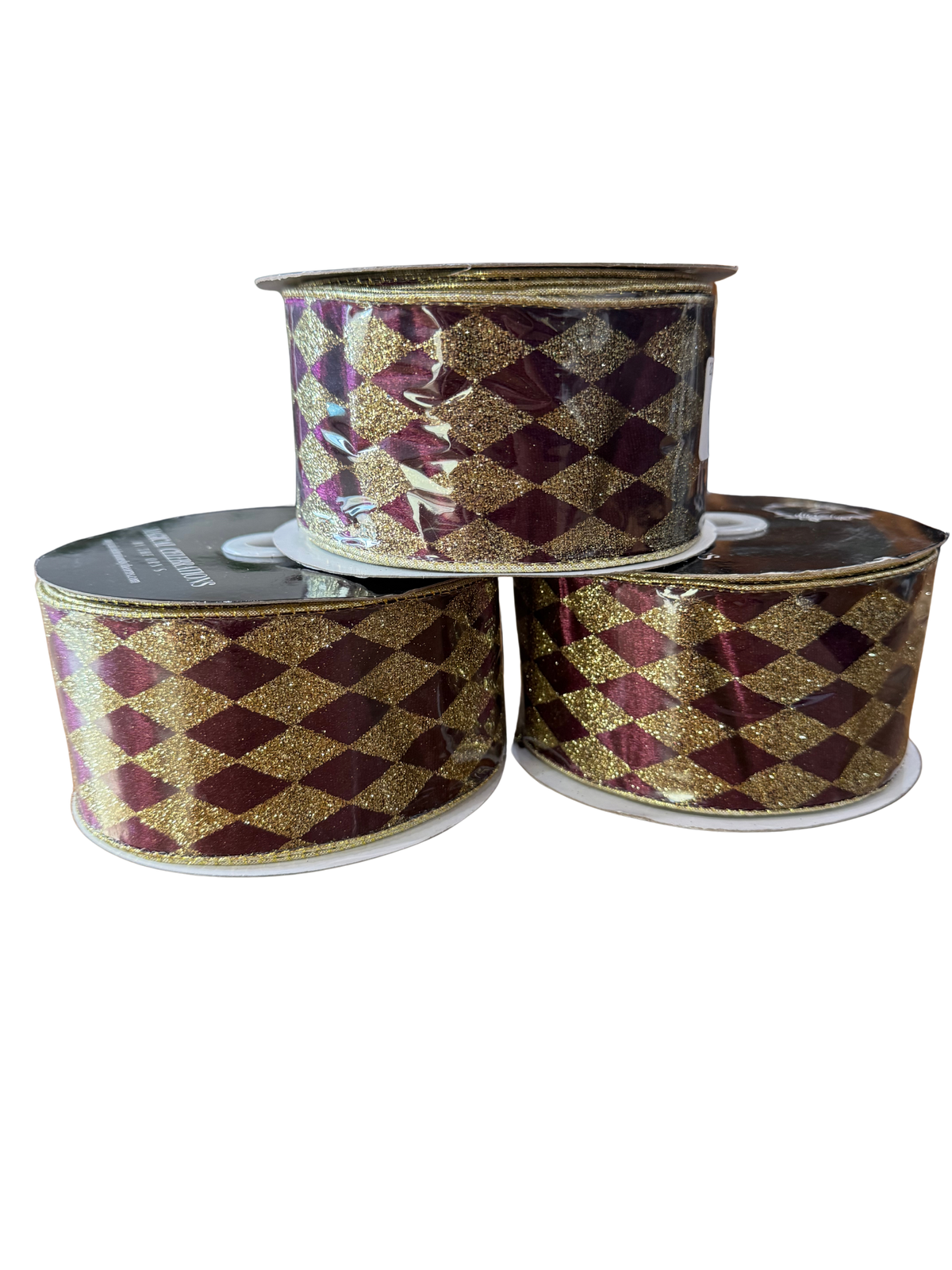 2.5" Deep Purple & Gold Glitter Harlequin