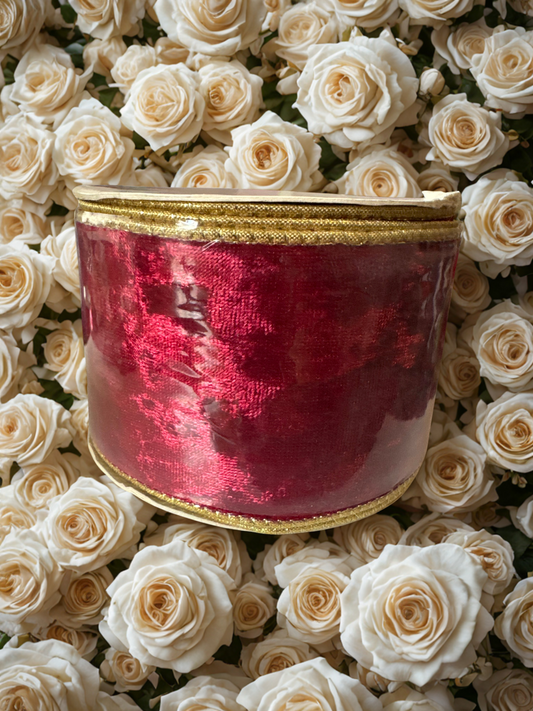 2.5" Red Velvet Ribbon with Gold Edge – 2.5" x 10 Yards