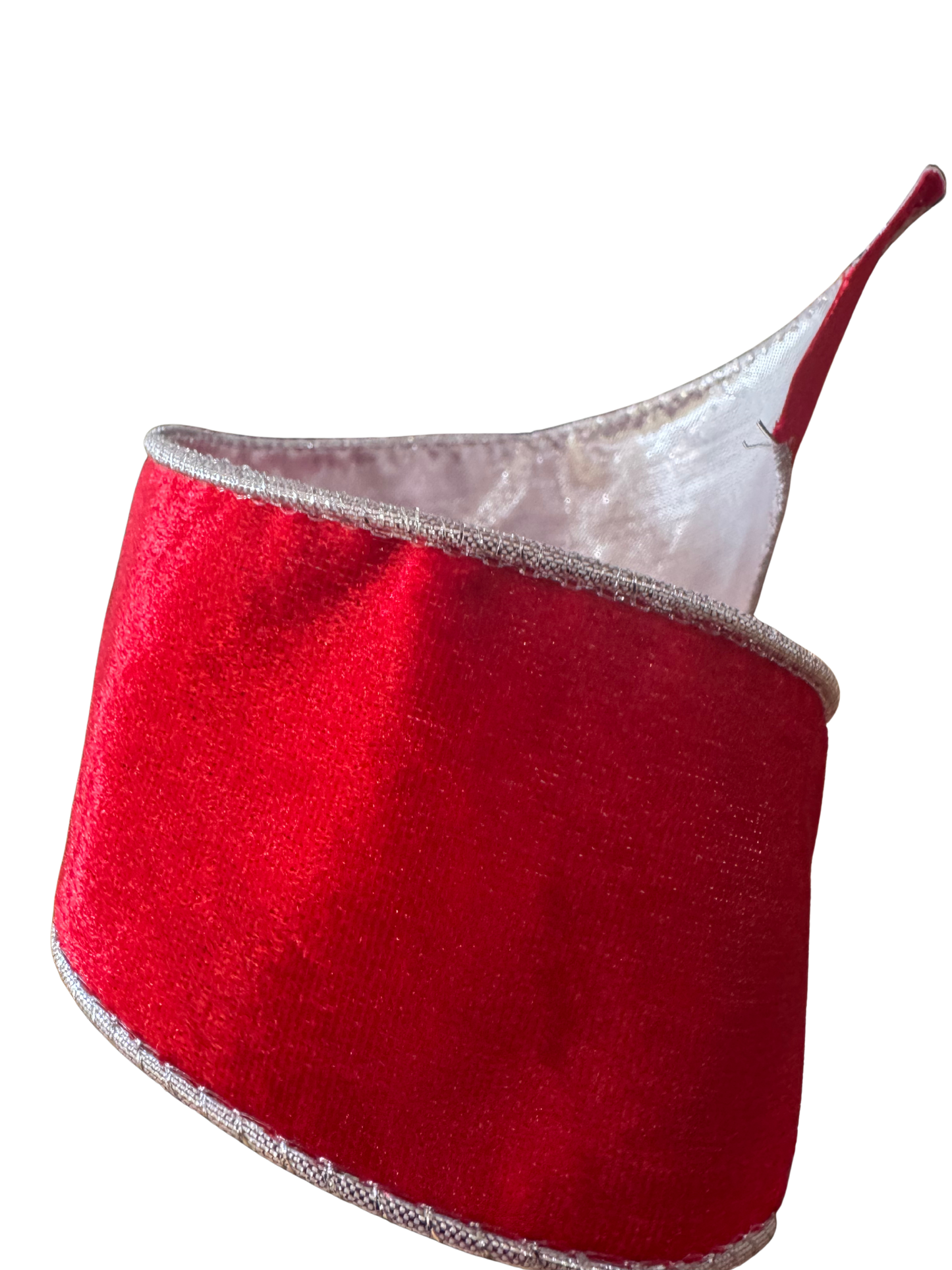 Red Velvet Ribbon w/Silver Edge and Back