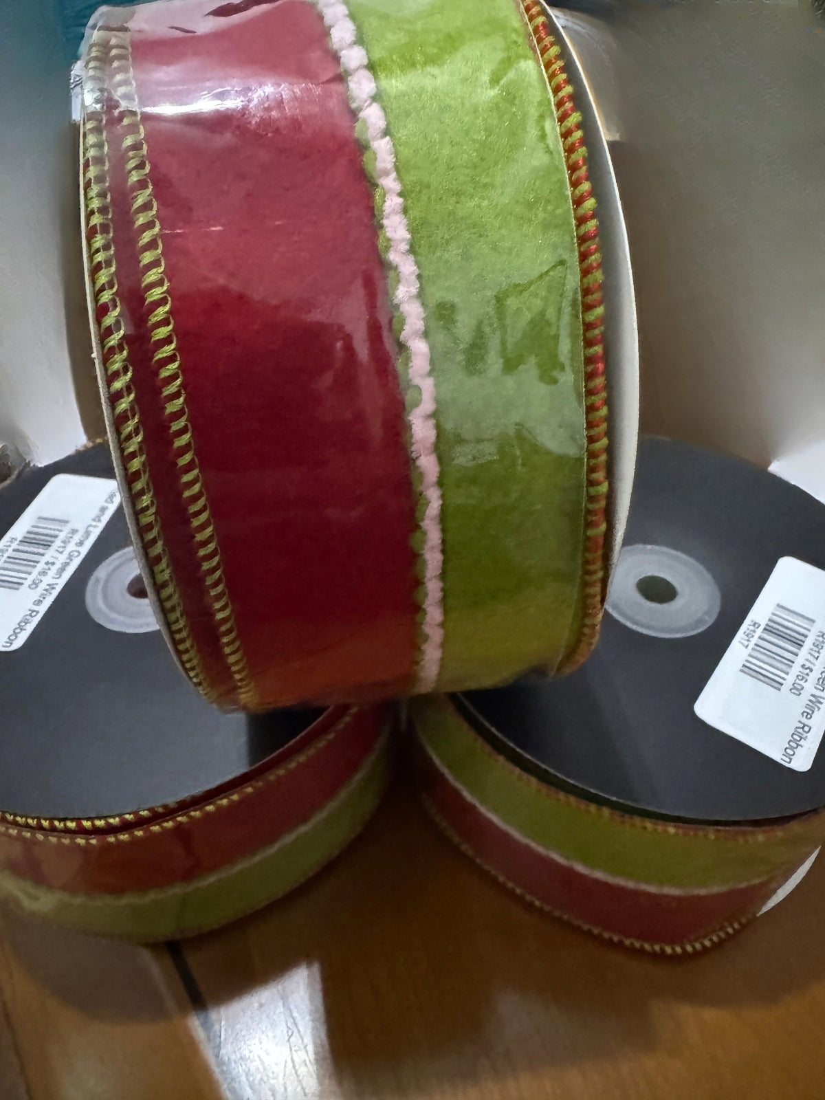Red and Lime Green Wire Ribbon