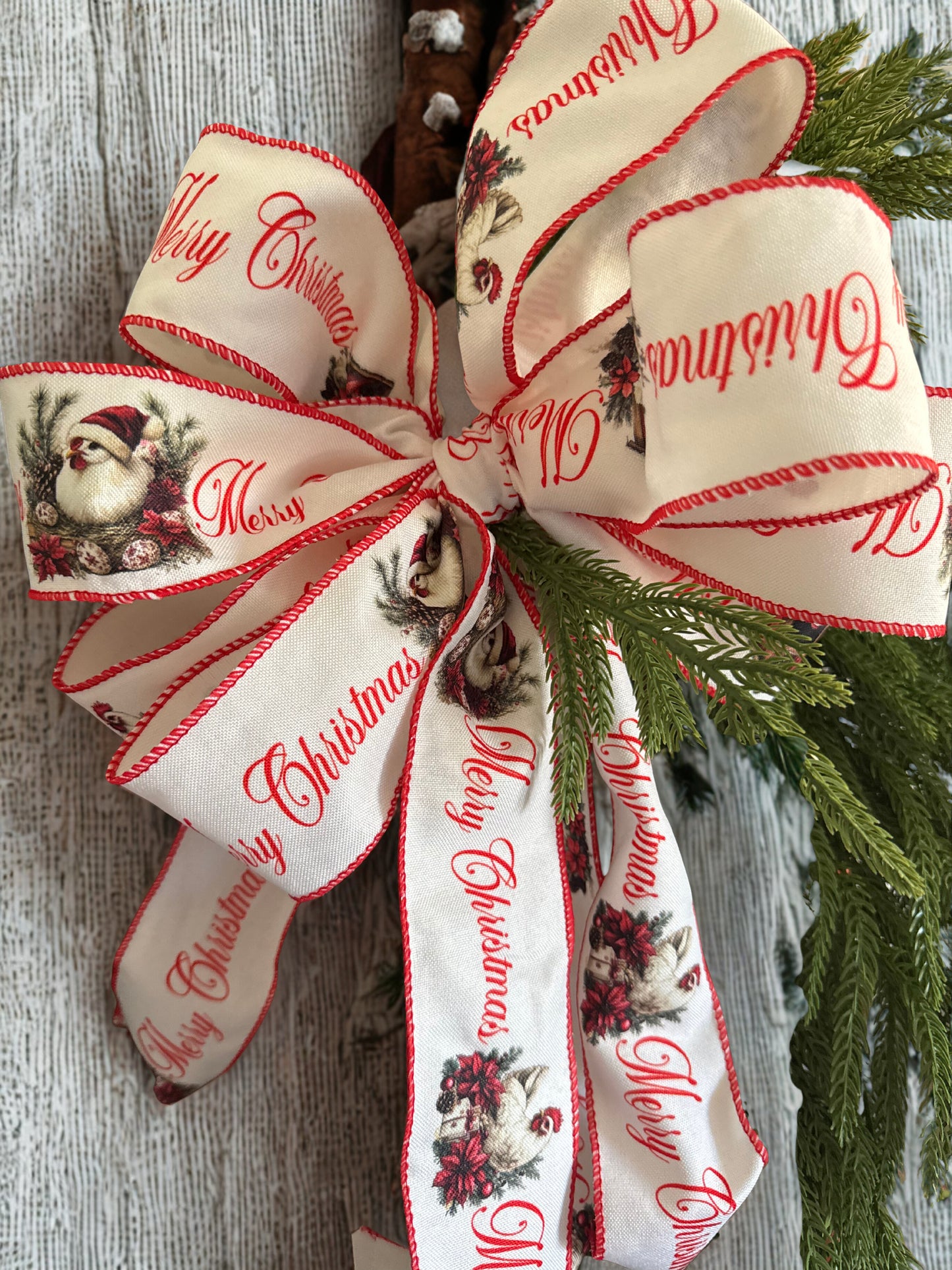 2.5" Wire Edge Ribbon – Merry Christmas Chicken Ribbon 2.5" X 10 yards