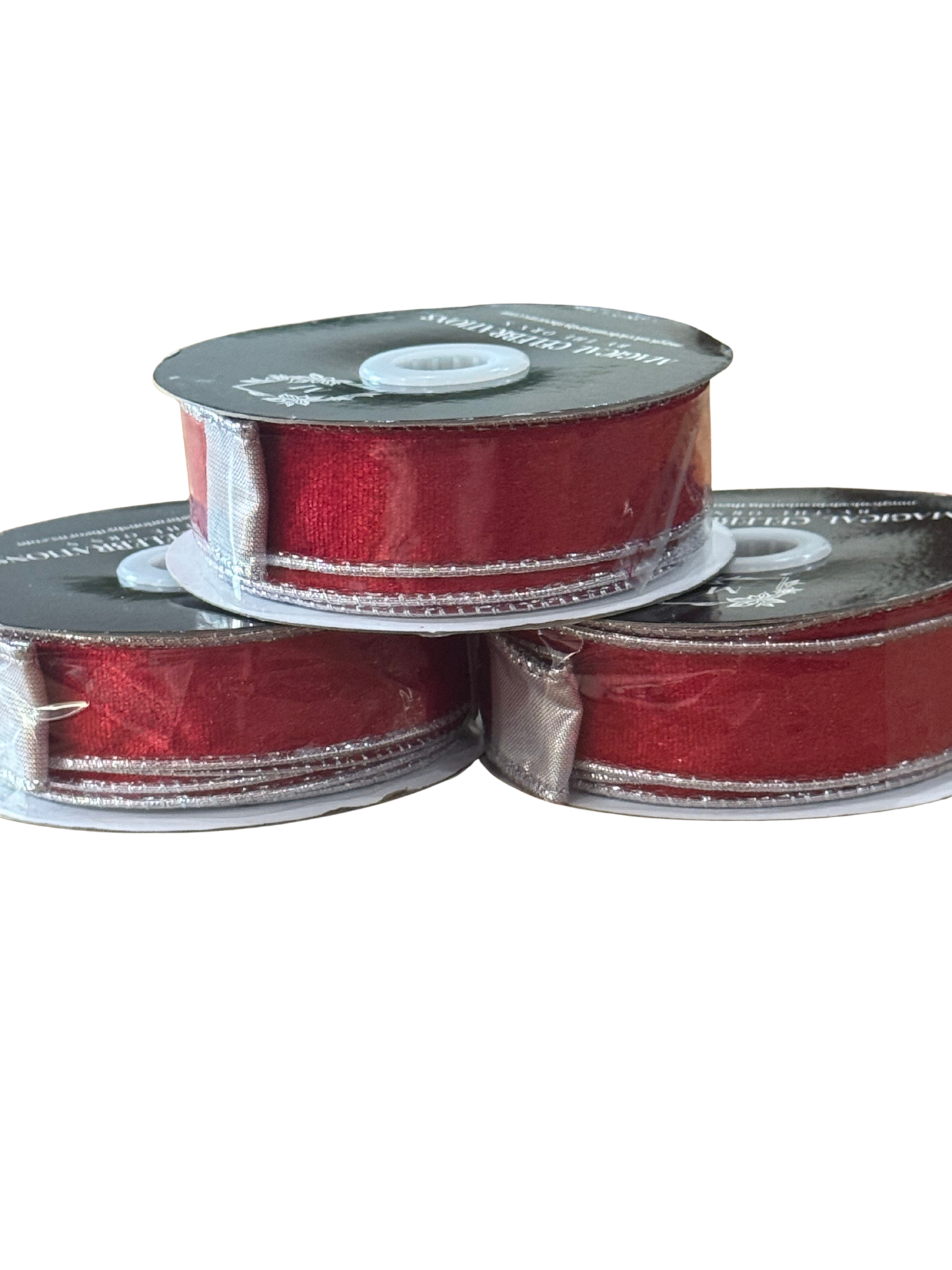 Red Velvet Ribbon w/Silver Edge and Back