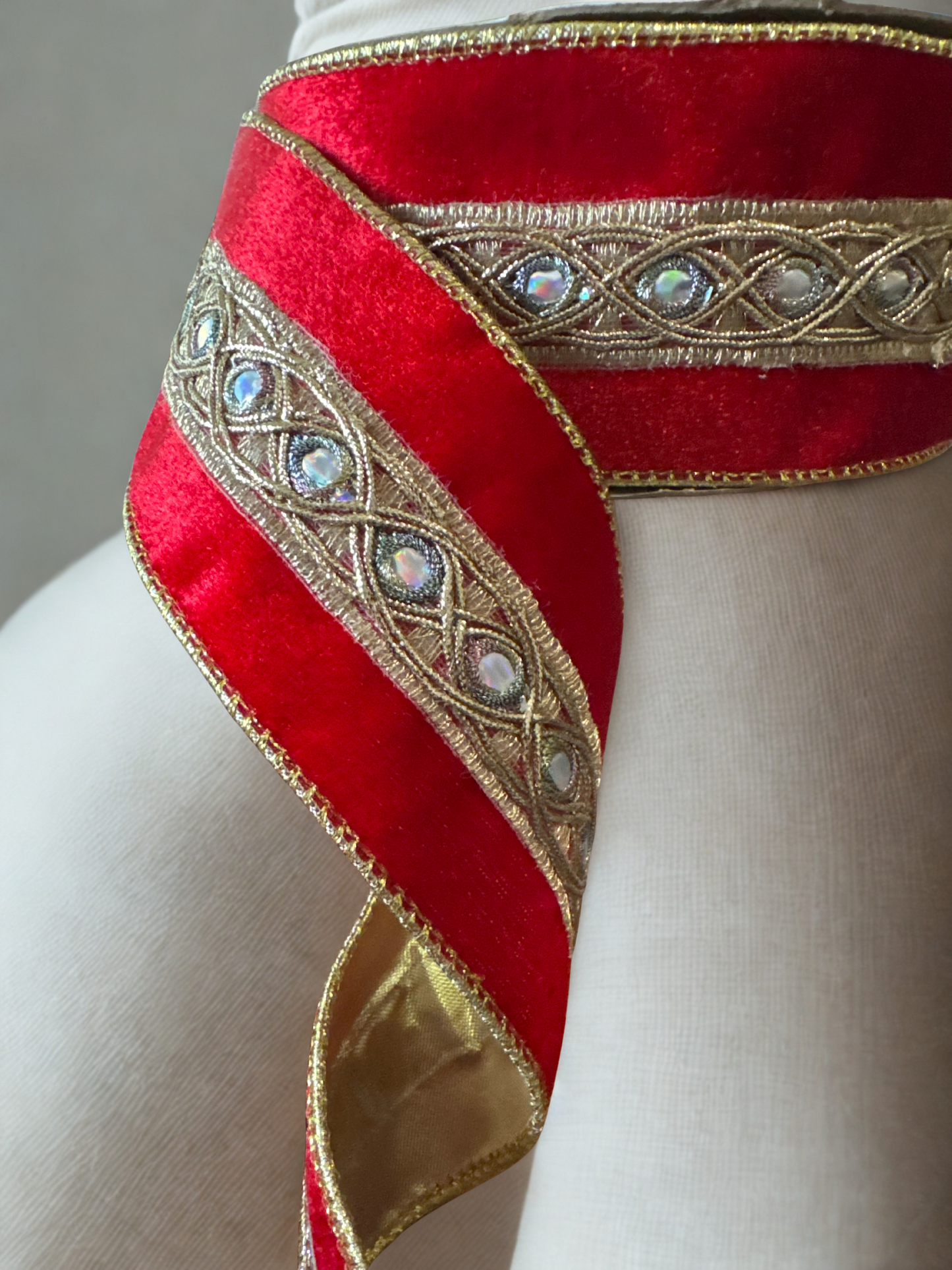 2.5" Red Velvet Ribbon with Regal Gold Center & Gold Edge – 2.5" x 10 Yards