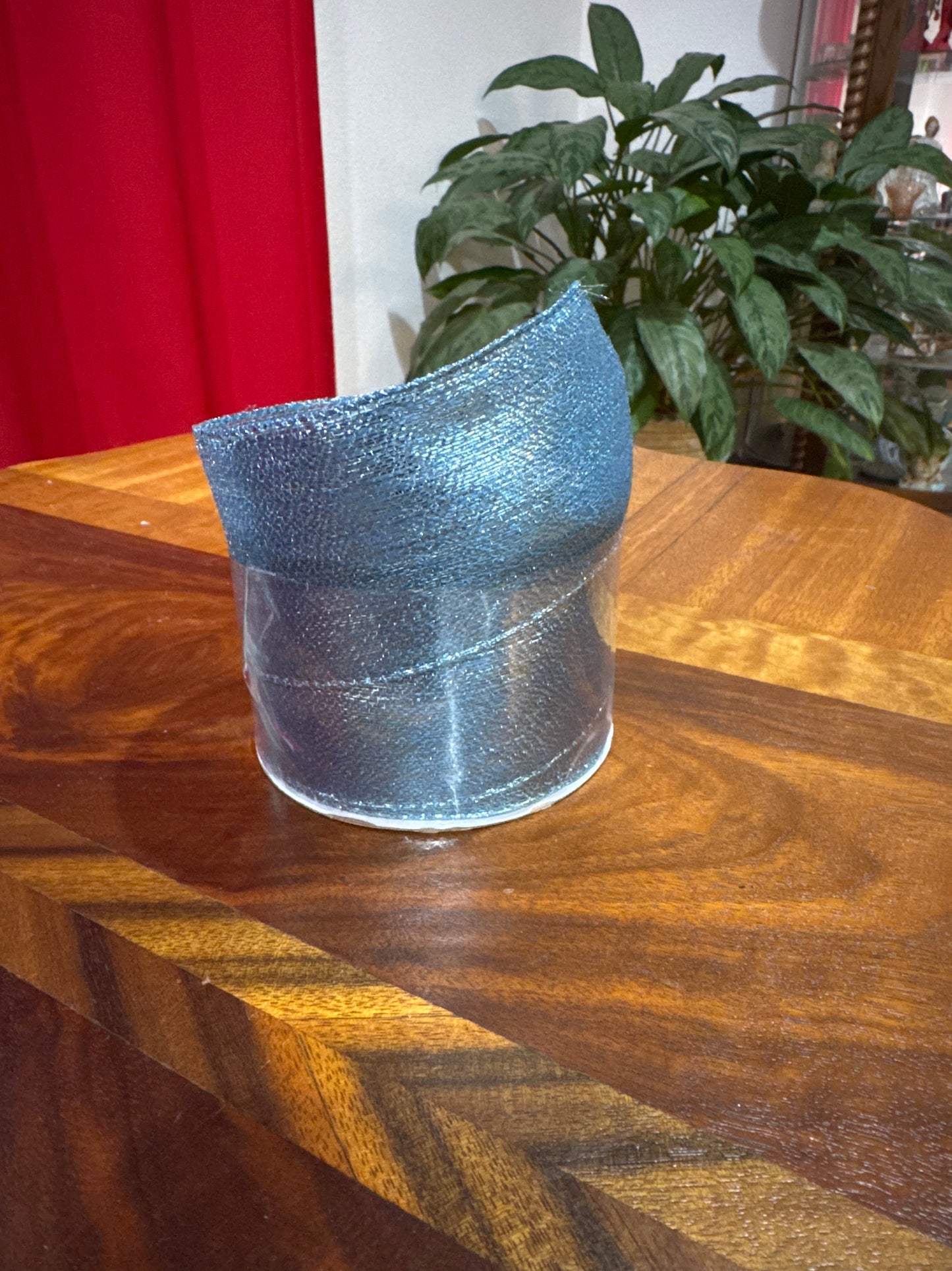 Blue Lamé Wire Edge Ribbon – 2.5" x 10 Yards