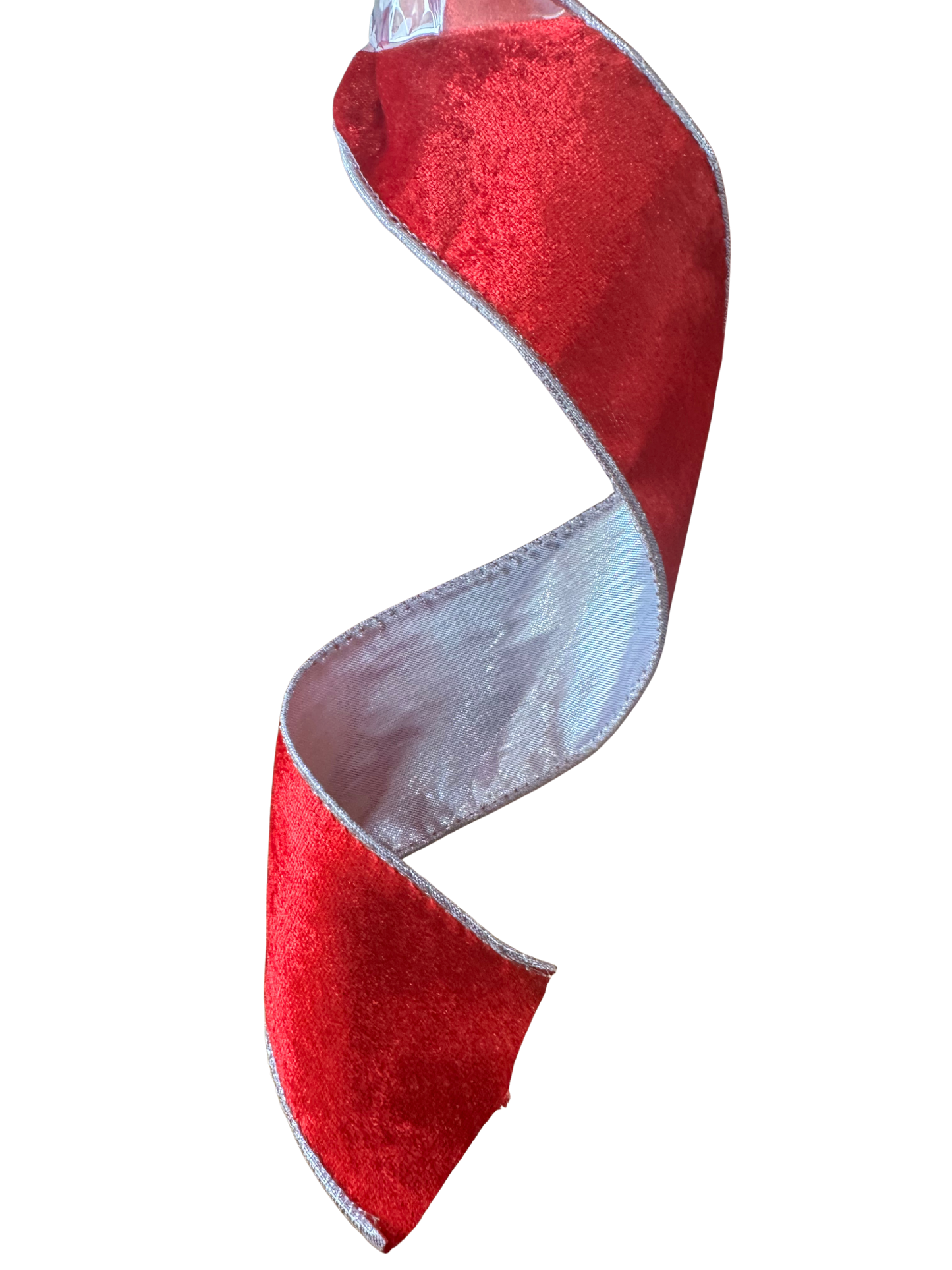 Red Velvet Ribbon w/Silver Edge and Back