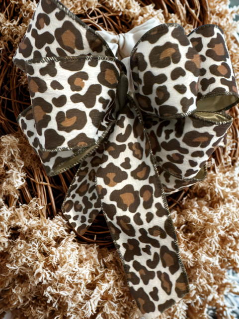 Large Spot Leopard Print Wire Edge Ribbon – 2.5" x 10 Yards